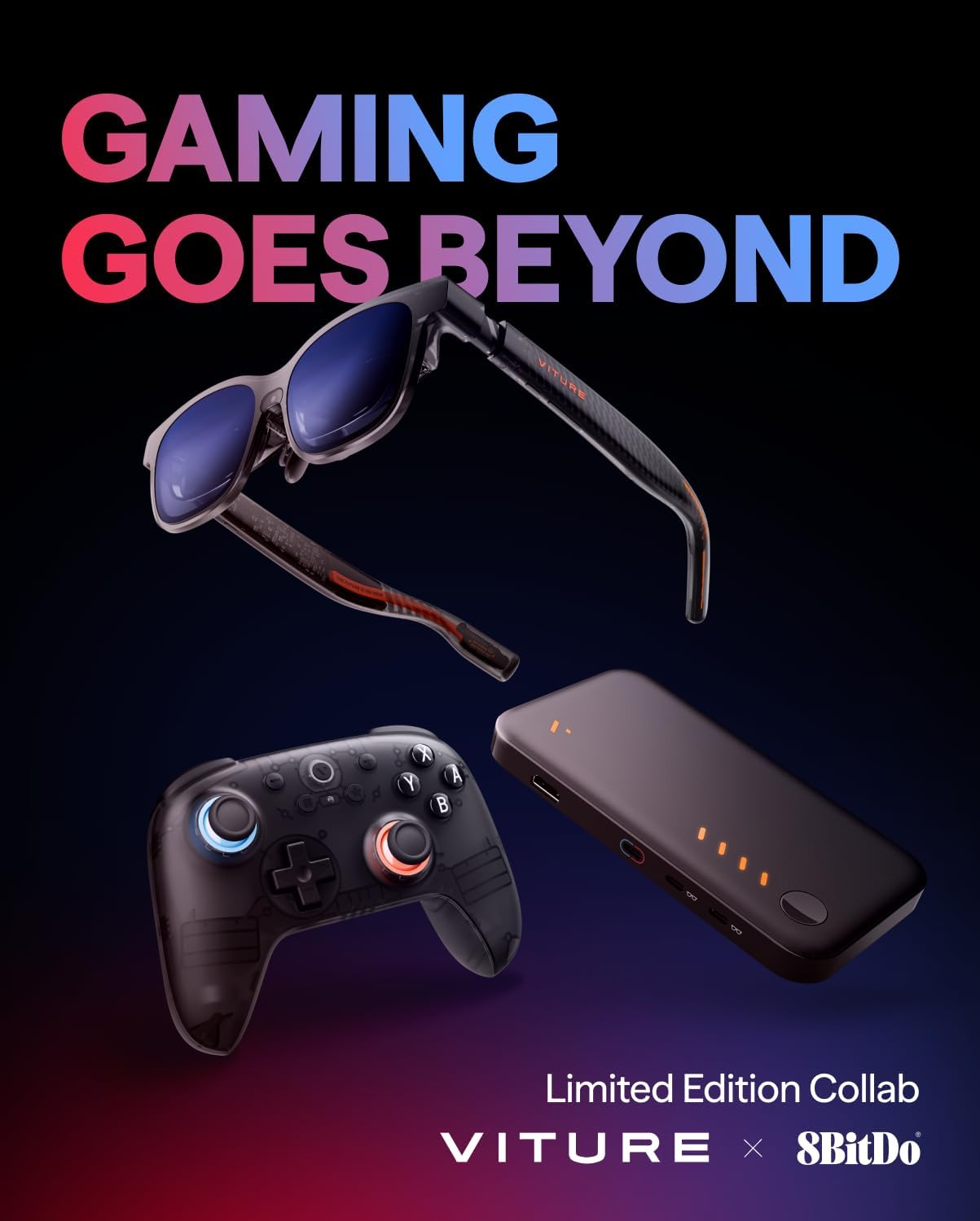 VITURE &times; 8Bitdo Ultimate 2C Bluetooth Gaming Controller for Switch & Switch 2 | 6-Axis Motion Control | Hall Effect Joysticks | Rumble Vibration | Turbo Function | Wake on Shake | Smoky Translucent image number 4