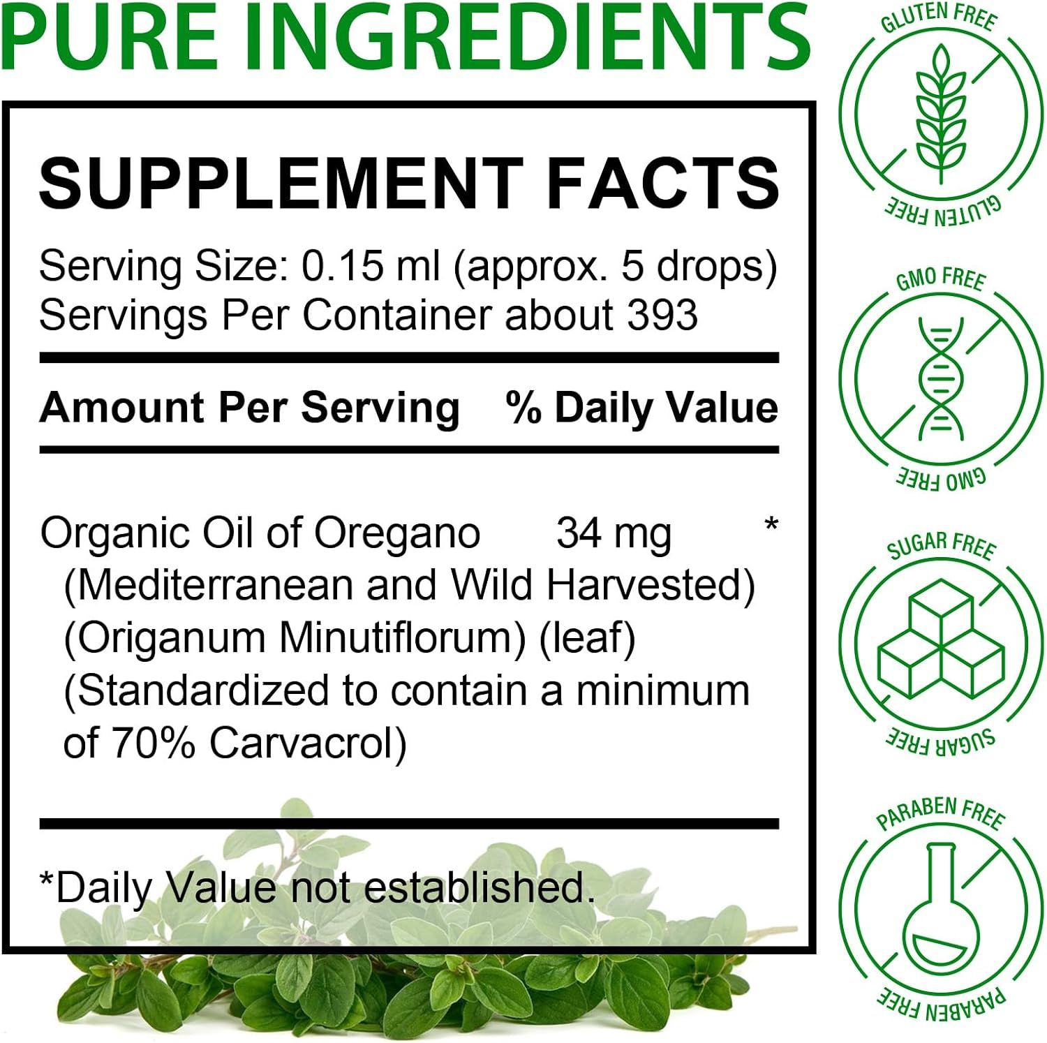 Organic Oil of Oregano Liquid Drops 60Ml | Wild Mediterranean Oregano | Natural Carvacrol Content | Alcohol-Free, Vegan & Non-Gmo | Easy-To-Use Herbal Extract image number 4