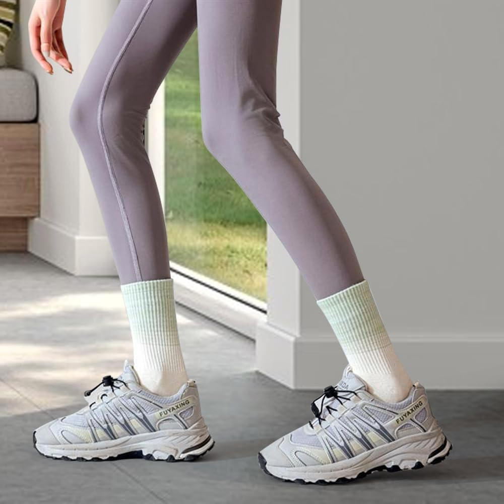 6 Pairs Non Slip Yoga Socks, Pilates Socks with Grips, Athletic Long Socks Barre Dance Socks, anti Skid Socks for Yoga Ballet Barefoot Workout image number 2