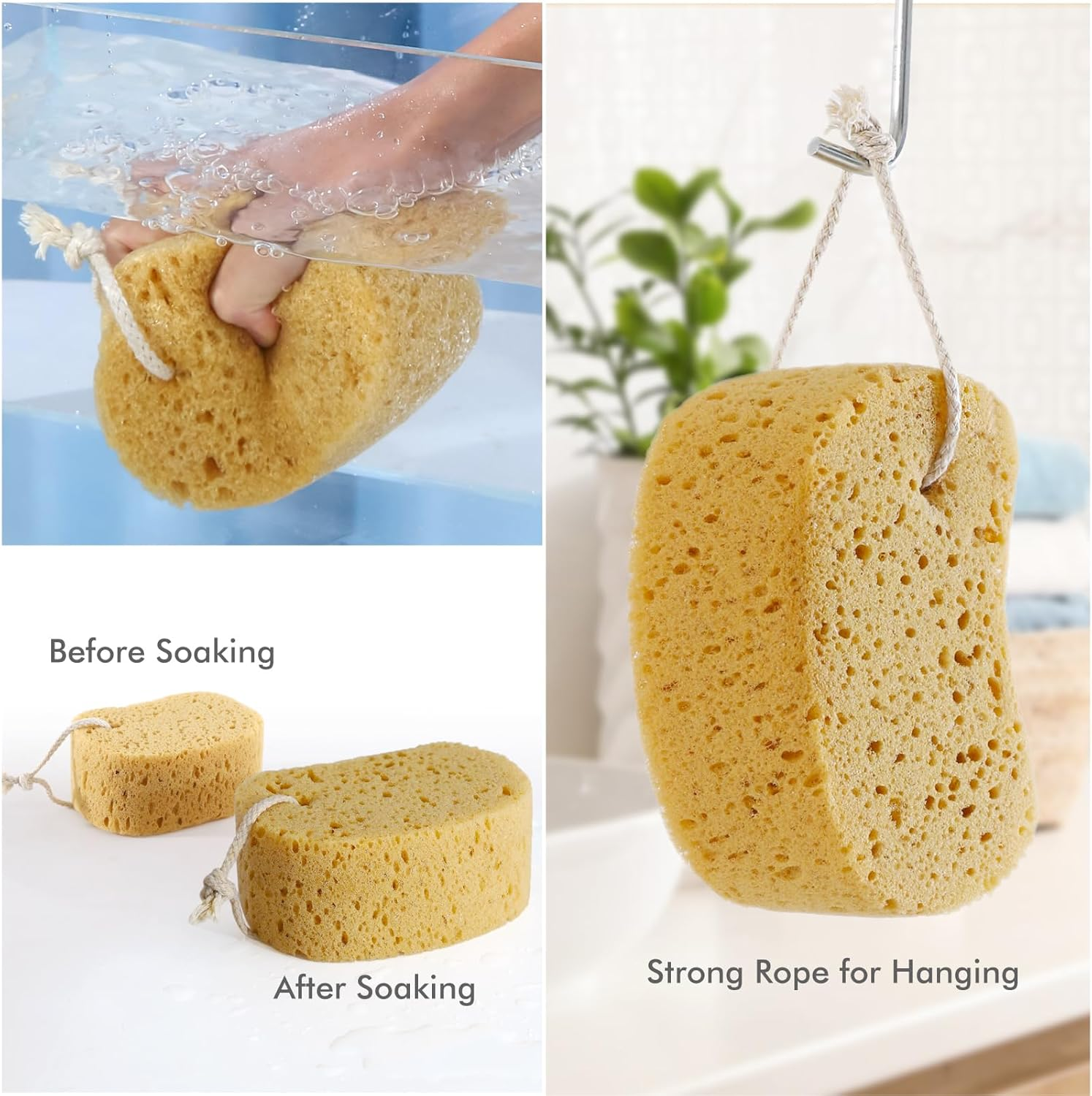 Sponges Shower, Exfoliating Bath Sponges for Adults, 2Pcs Body Scrub Sponge Dense Foam for Gentle & Deep Cleansing, Ultra-Soft for Sensitive Dry Skin image number 3