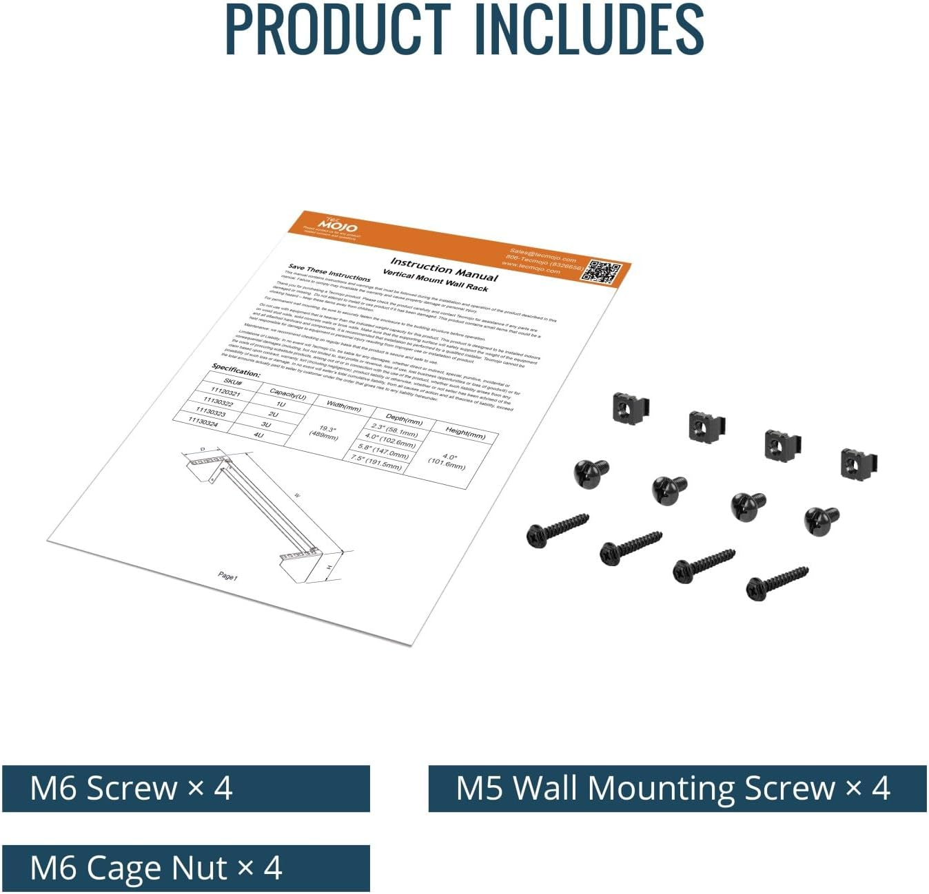 Tecmojo 1U Vertical Wall Mount Rack, Foldable Wall Mount Patch Panel Bracket, Server Rack, 20Kg Capacity for 19'' Server, Network and Data Equipments image number 5