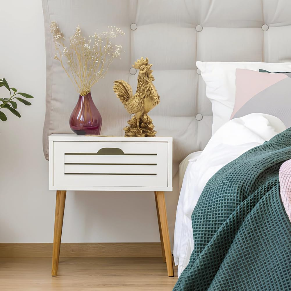 Brass Rooster, Chicken Furnishment Statue Feng Shui Handmade Figurine Collection Home Decor Lucky Charm Farm Animal Metal Wealth Ornament Sculpture Small Table Decoration image number 2