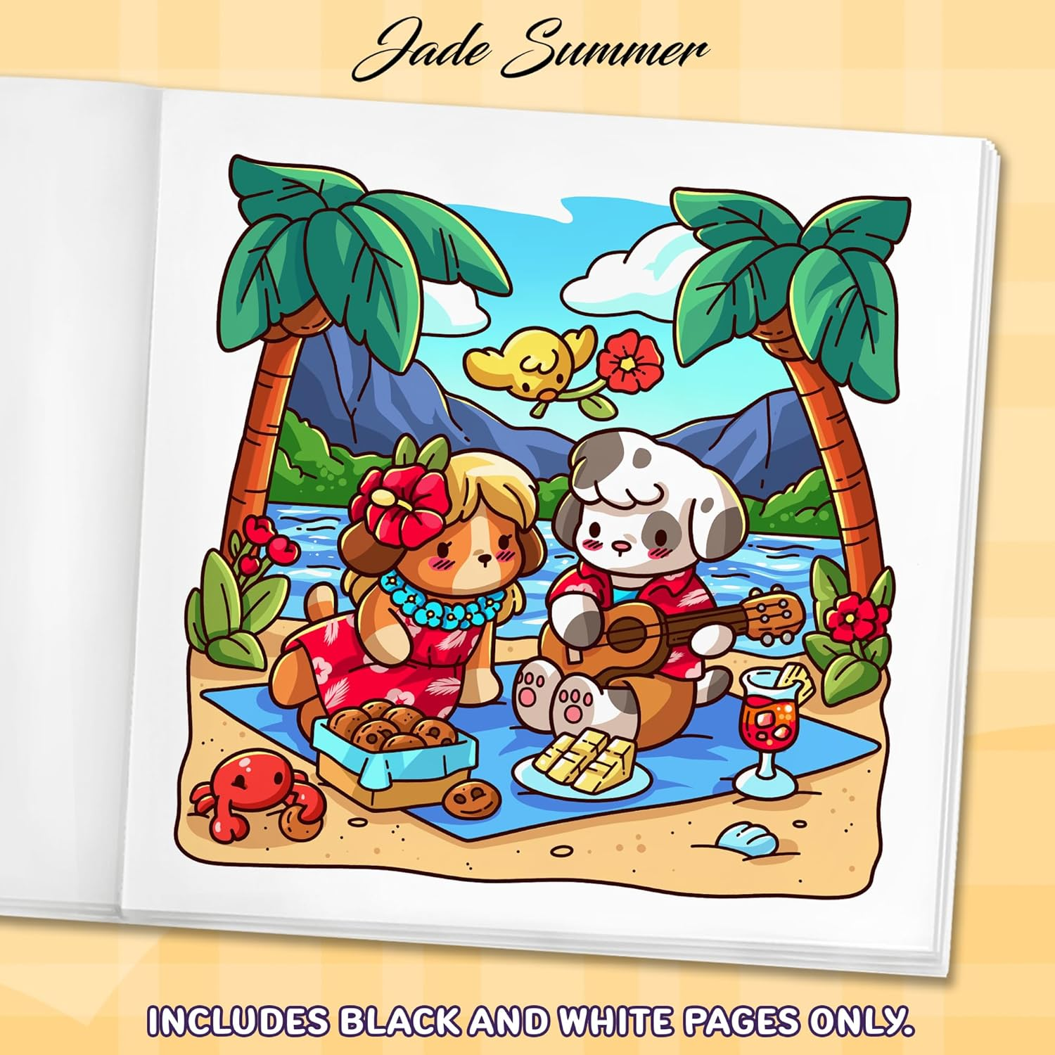 Cozy Hawaii: Cute Coloring Book for Adults and Teens with Charming Characters and Easy-To-Color Tropical Scenes for Relaxation image number 5