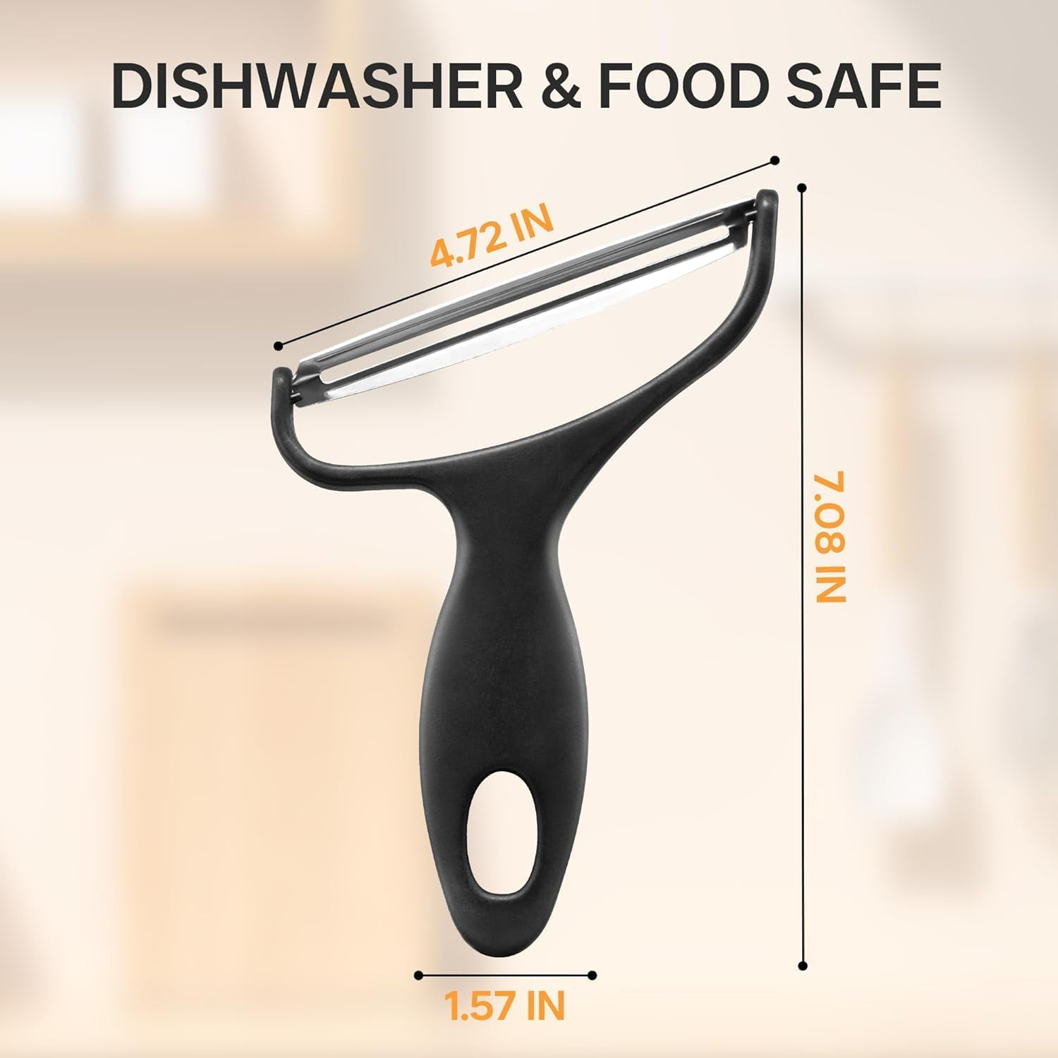 Black Vegetable Peeler Large Peelers for Kitchen, Y Wide Veggie Shredder for Cabbage Lettuce Julienne, Swivel Stainless Steel Blades Big Size Graters, Peelers and Slicers image number 5