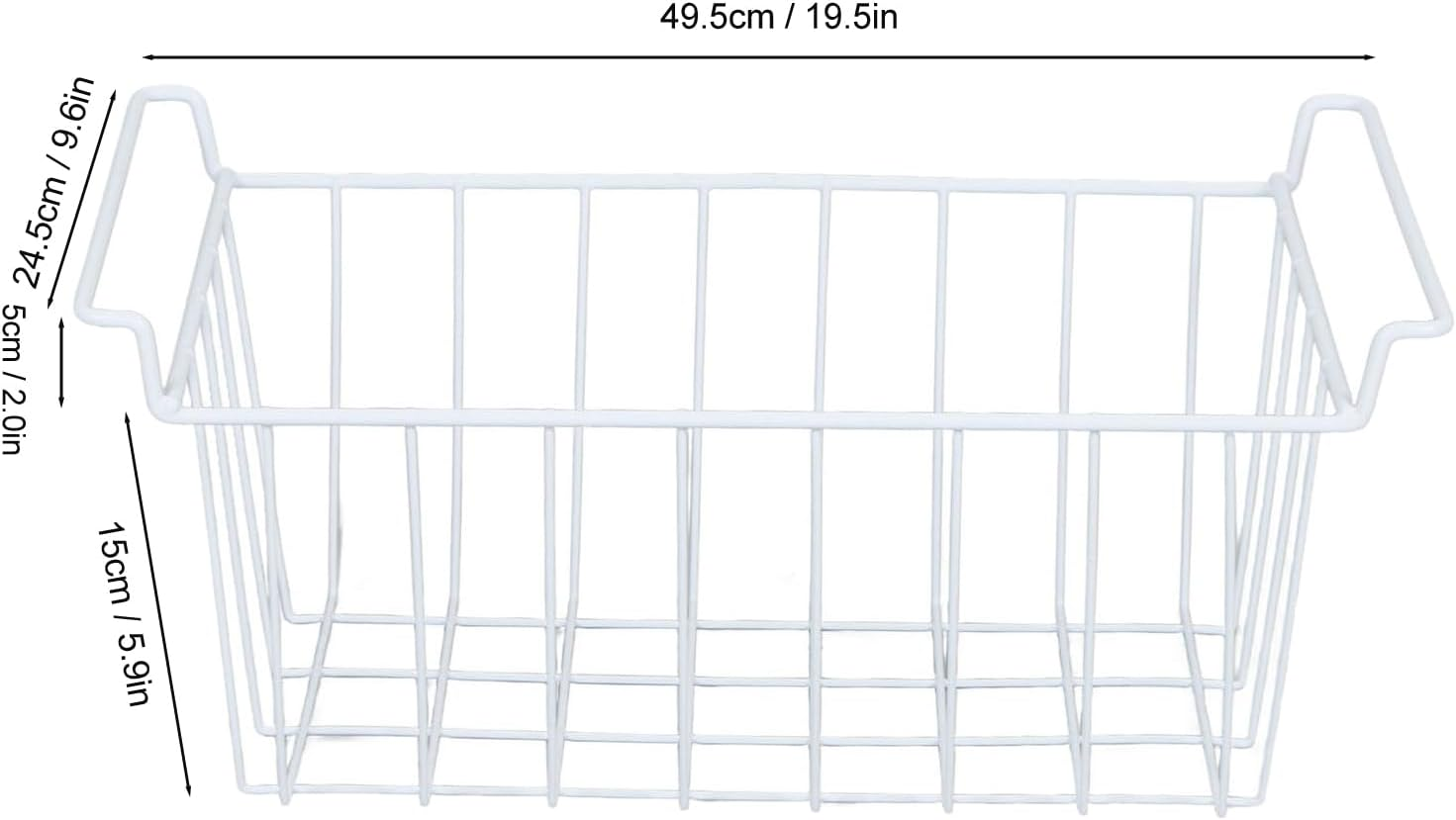 Freezer Basket, 2Pcs Large Wire Storage Baskets, Refrigerator Organizer Bin, Closet Baskets Bin, Fridge Basket Rack, Farmhouse Organizer Storage Bins for Cabinets, (L 49.5Cm X W image number 5