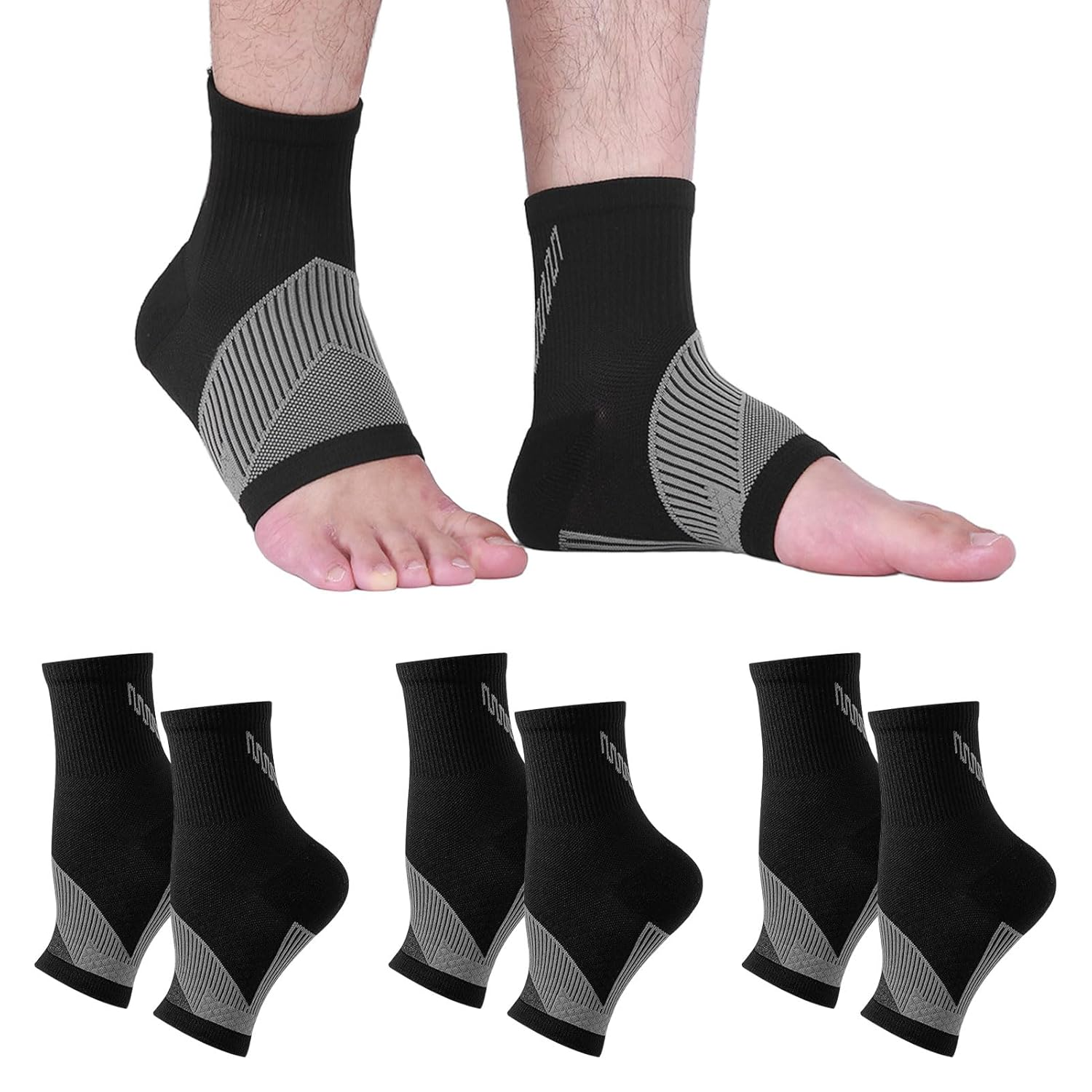 ​​Ankle Brace Support, 3 Pairs Plantar Fasciitis Socks, Ankle Support Brace, Ankle Compression Sleeve Socks for Women and Men, Eases Swelling Heel Spurs and Tendinitis, Increases Circulation (M)​ image number 1