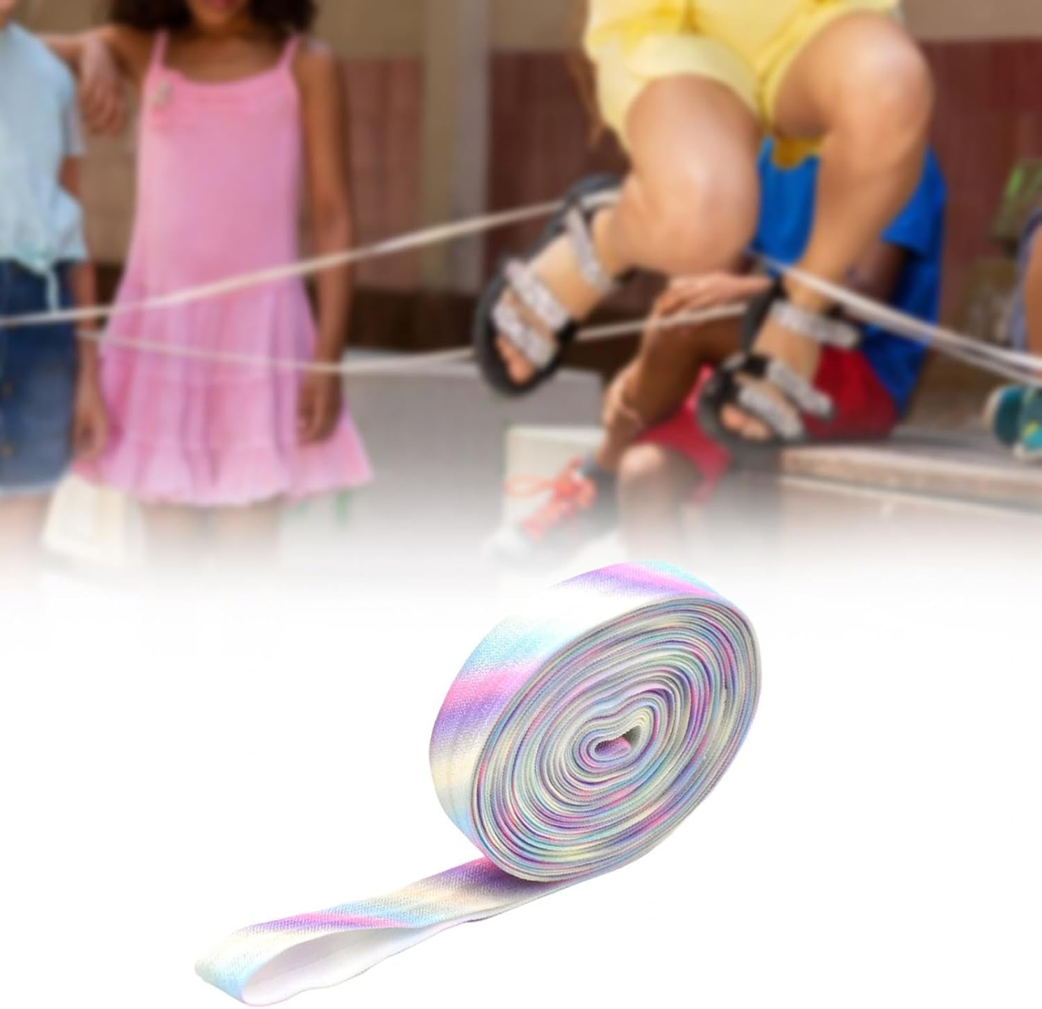 Ｓｉｍｈｏａ Kids Chinese Jump Rope Skipping Rope Girls Games Jumping Rope Group Long Jump Rope for Sports Outdoor Indoor - Gradient Color image number 2