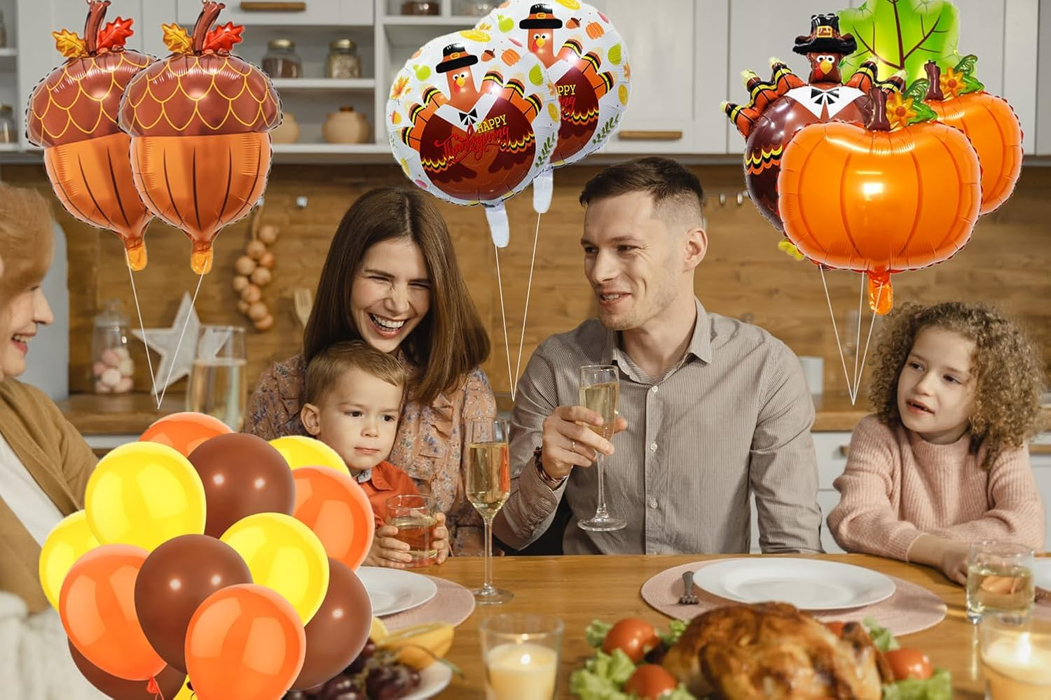 Happy Thanksgiving Balloons - Big Turkey Maple Leaves Pumpkin Balloons for Fall Decorations (Turkey Pack-27Pcs) image number 1