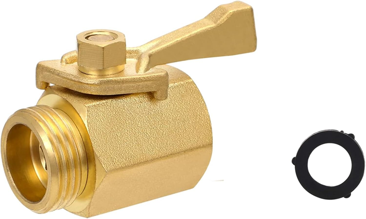 Heavy Duty Brass Garden Hose Shut off Valve, Easy to Use 3/4 Inch Water Hose Shut off Valve, Hose Shut off Valve with Hose Washers image number 1