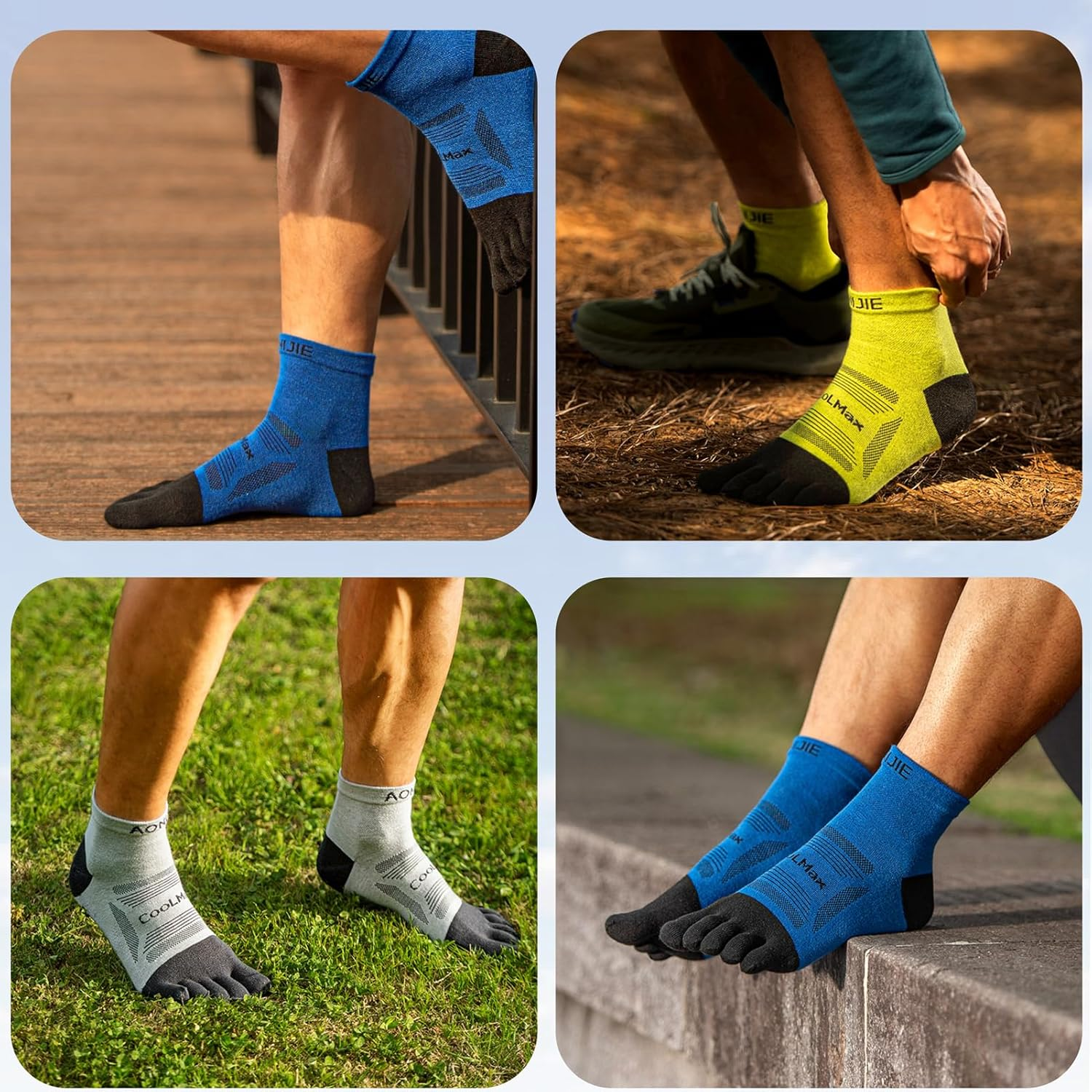 Azarxis 3 Pairs Toe Socks for Men Women Five Finger Socks Athletic Breathable Sweat Wicking Quick-Dry Running Sport Socks image number 6
