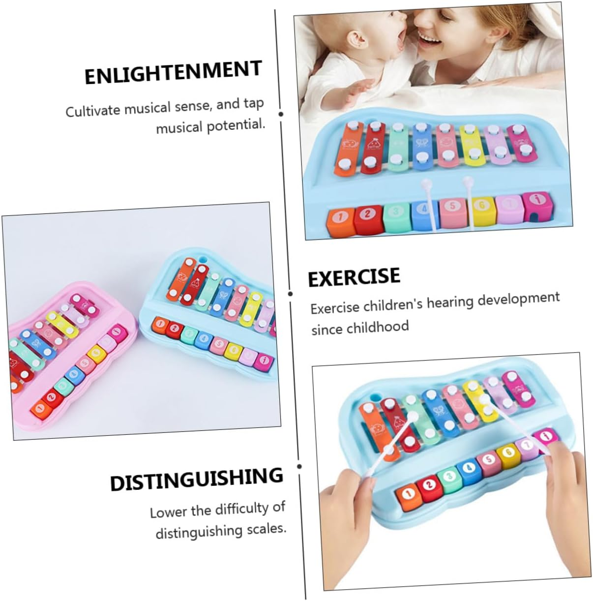 DECHOUS Creative Eight-Tone Hand Knock Piano Educational Musical for Xylophone Instrument with Music Score Early Learning Sound Development image number 2