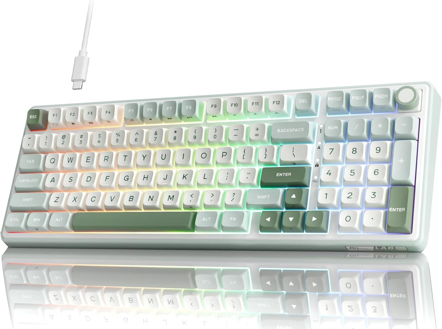 RK ROYAL KLUDGE R98 Pro Creamy Gaming Keyboard, 96% Wired Mechanical Keyboard RGB Backlit with Number Pad and Volume Knob, Gasket Mount, MDA Profile PBT Keycaps, Hot Swappable Pre-Lubed Linear Switch