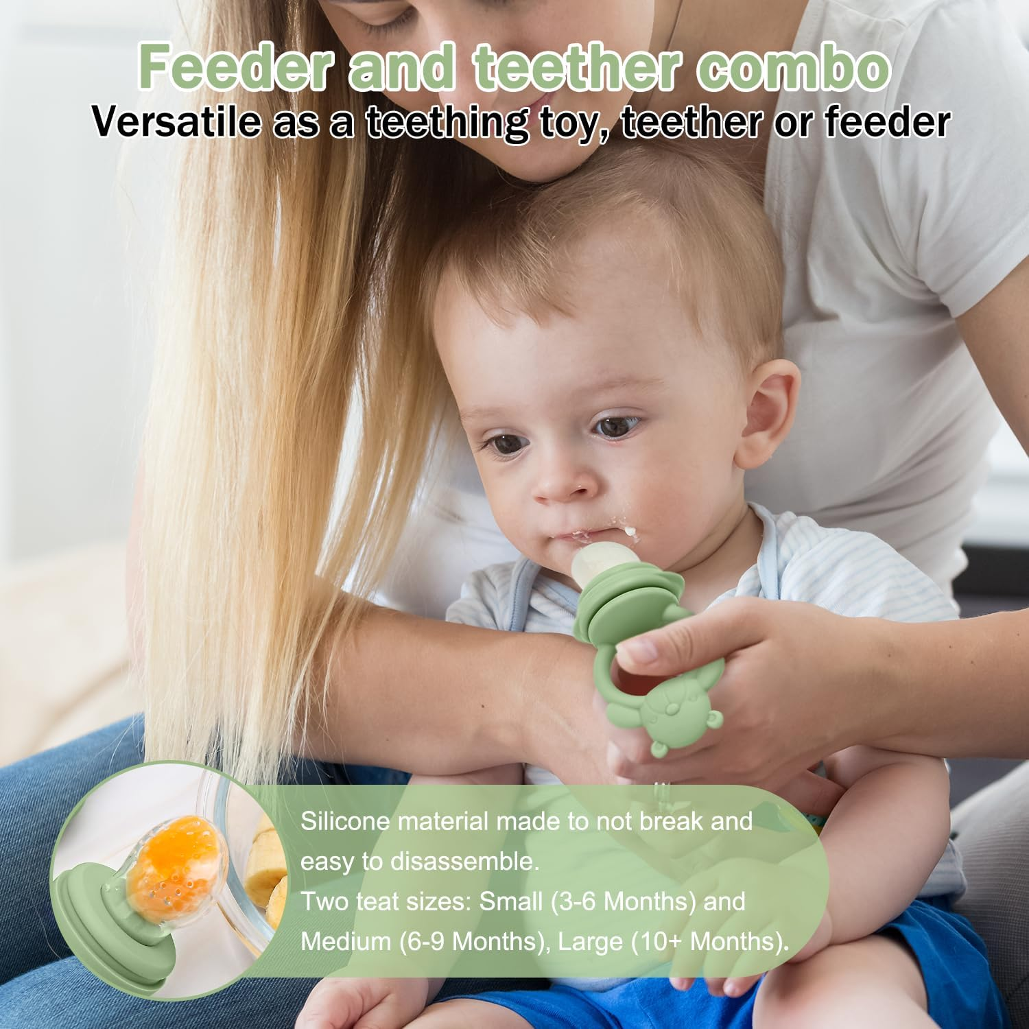 Baby Silicone Fruit Food Feeder Pacifier & Breastmilk Popsicle Freezer Molds, BPA Free Baby Food Storage Containers Frozen Ice Tray for Baby Feeding Safely, Infant Fruit Teething Toy