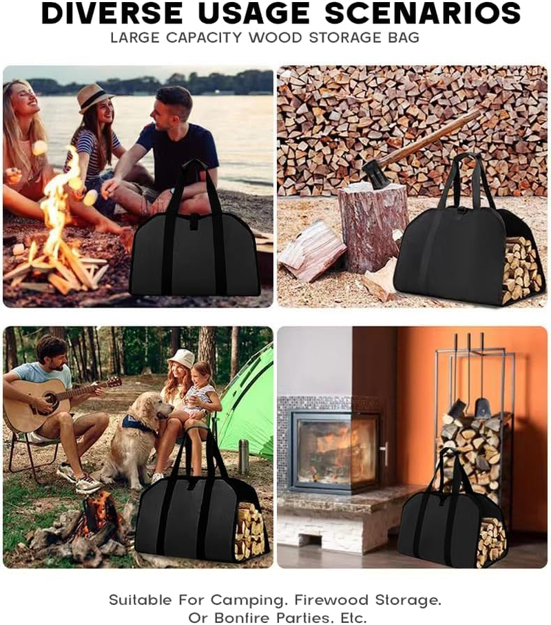 ESUOHYM Canvas Firewood Carrier Handling Woods Bag Log Carrier for Firewood Holder Portable Wood Carrying Sling Log Tote Collection Bag for Camping, Stove, Fireplace image number 5