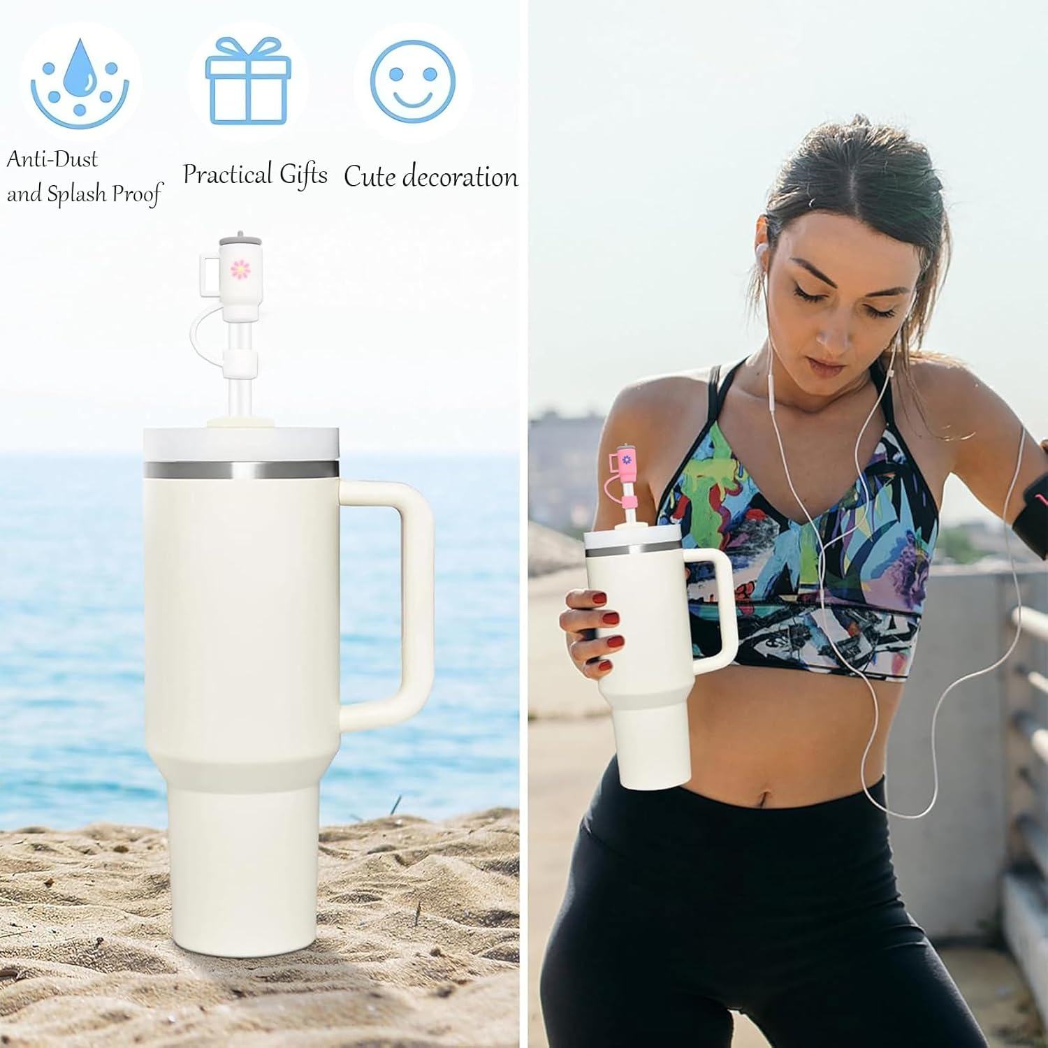 LDKEDKF 11Pcs Straw Cover for Stanley Cup, Silicone Straw Topper for Stanley Cup 30&40Oz with Tumblers, 10Mm 0.4In Lid Accessories (Reusable) image number 1