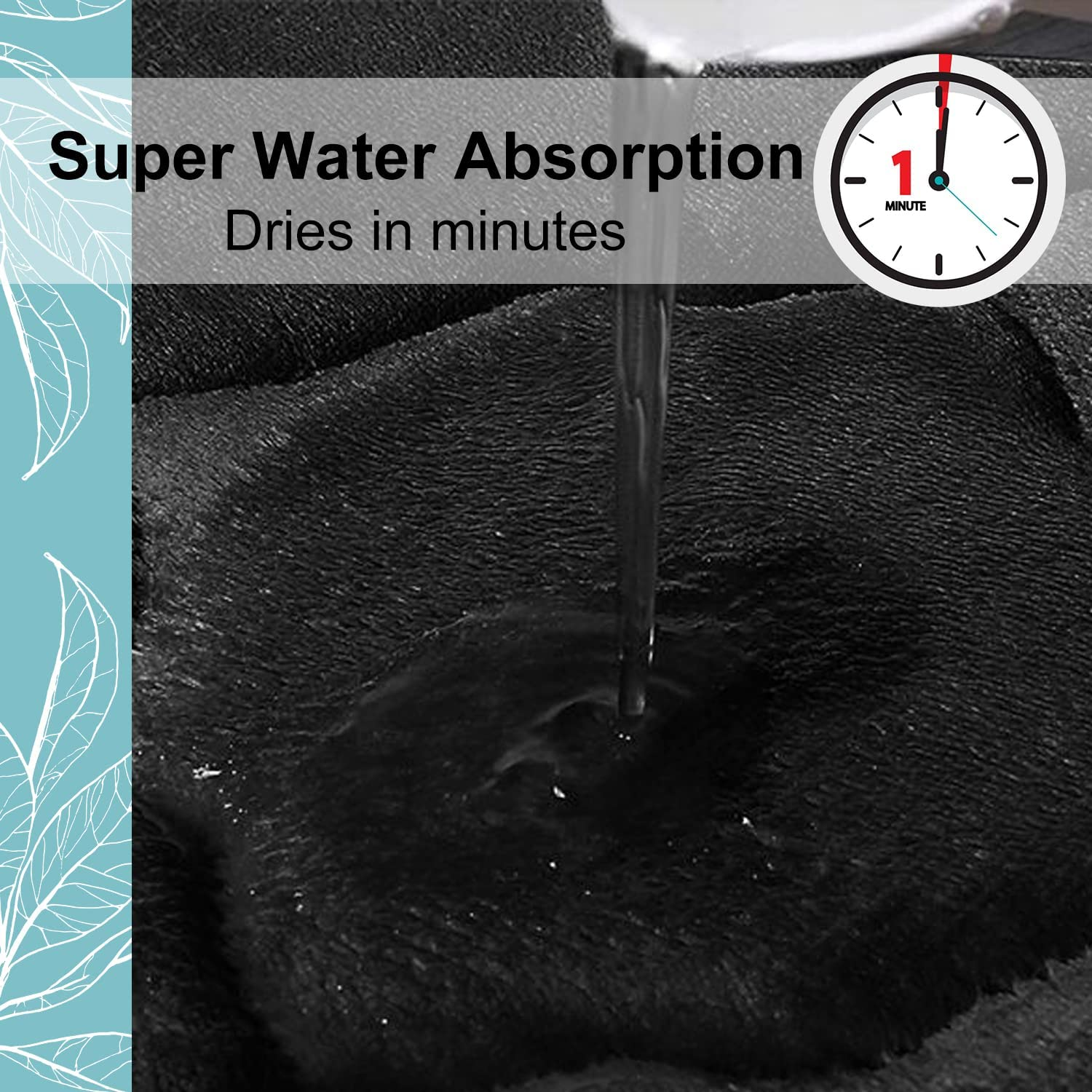 OLANLY Memory Foam Bath Mat Rug, Ultra Soft Non Slip and Absorbent Bathroom Rug, Machine Wash Dry, Comfortable, Thick Bath Rug Carpet for Bathroom Floor, Tub and Shower, 36X24, Black image number 3