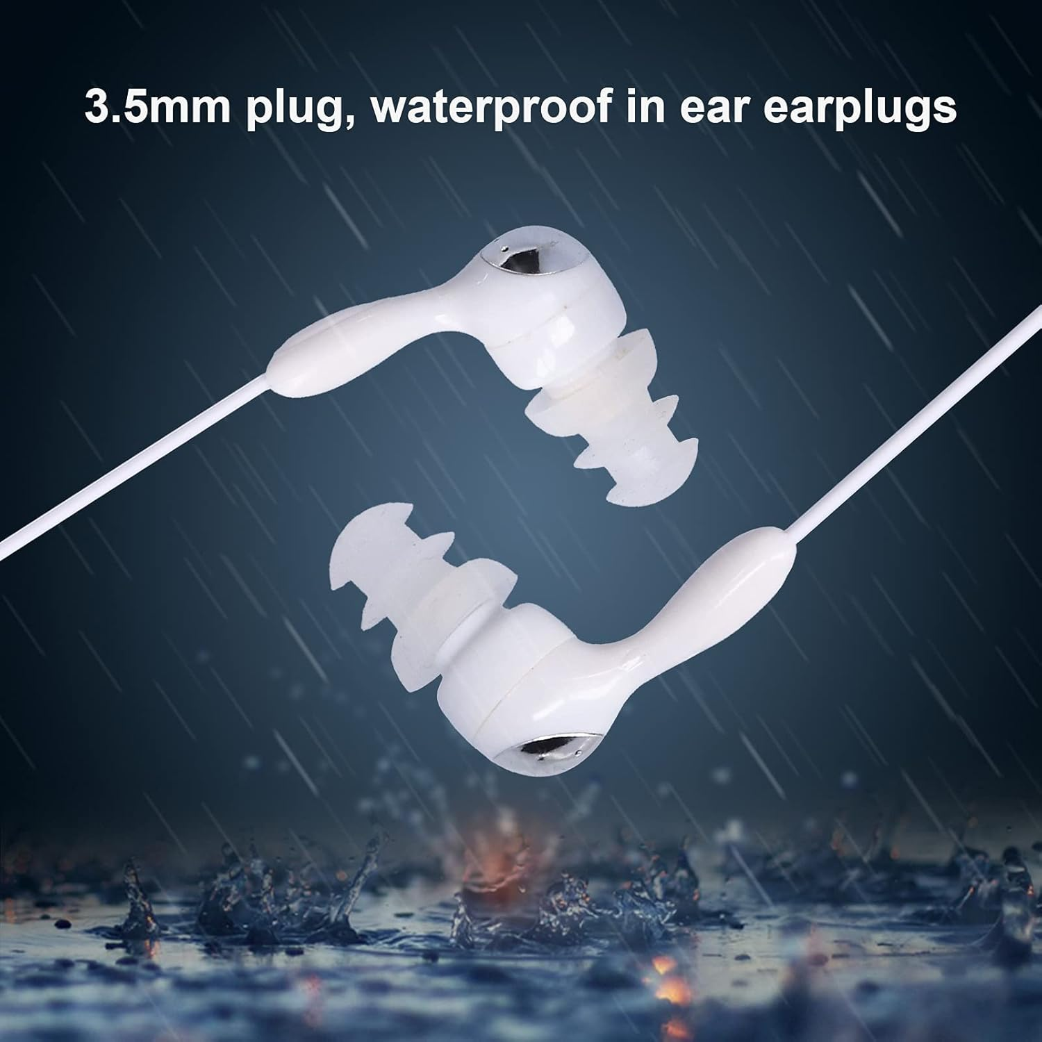 3.5Mm Plug Waterproofinear, Underwater Earbuds with 2 Clips and Replace Earplugs, Bone Conduction Headphones for Swimming Running Surfing