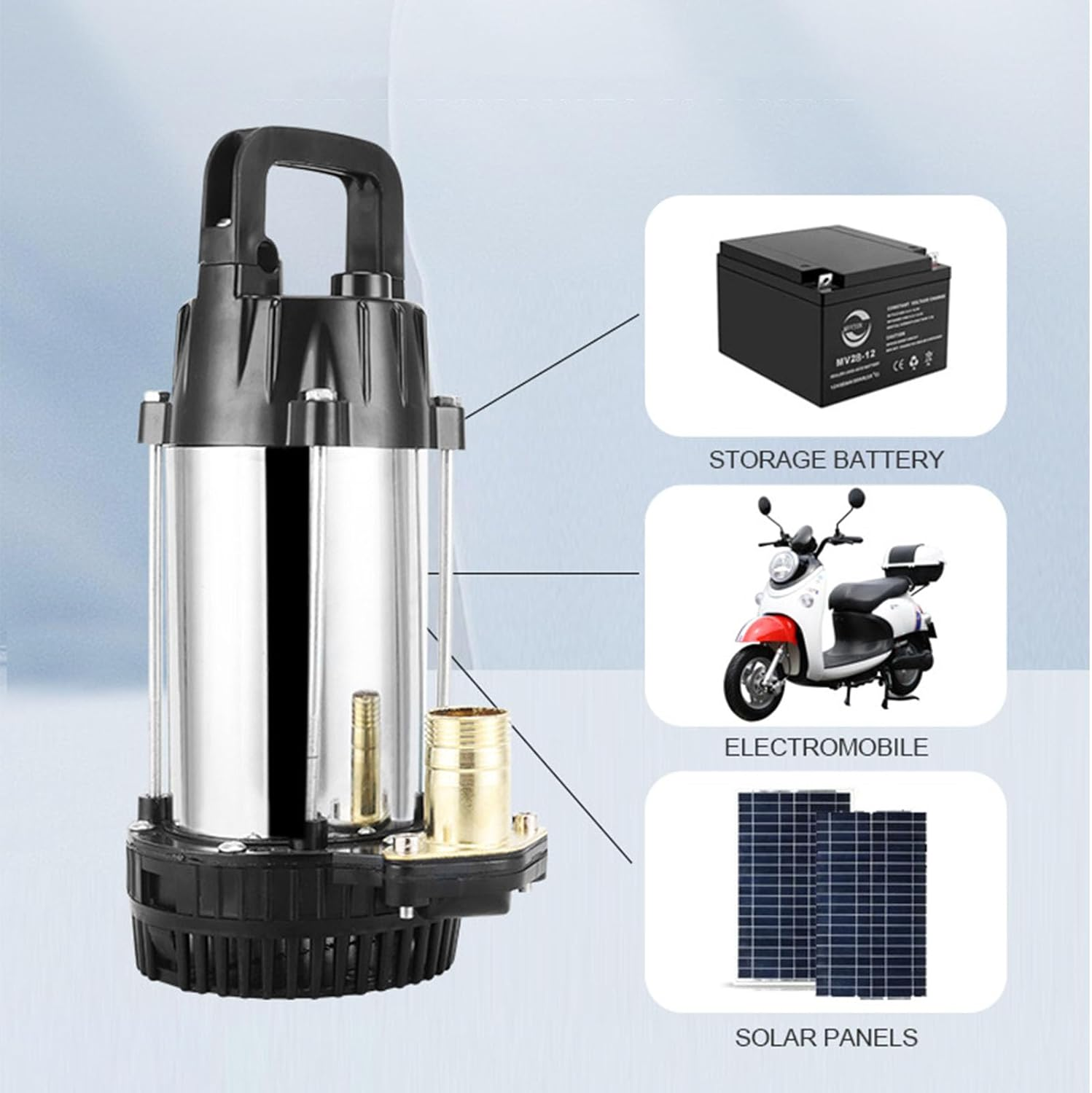 Srliya DC Submersible Pump, Long Working Time, Large Flowrate, Strong Erosion Resistant, 180W 3Meter&sup3;/H Stainless Steel Copper ABS with Compact Filter, Aquaculture, Low Lying Flood image number 2