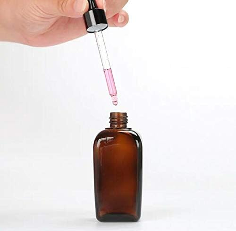 Ericotry 3PCS 100Ml Empty Refillable Square Amber Glass Droppers Essential Oil Bottles Aromatherapy Cosmetics Elite Fluid Container Jar Pot Holder with Glass Eye Dropper and Rubber Bulb image number 5