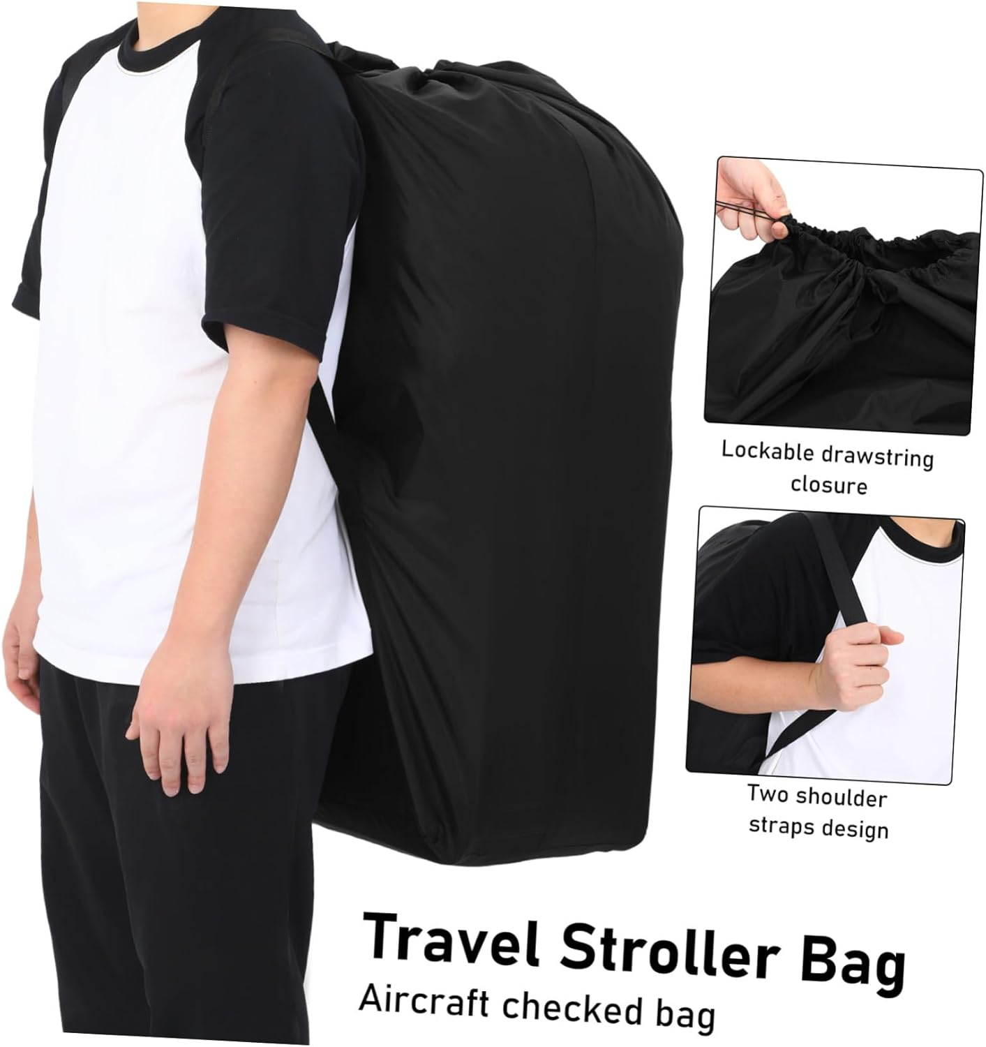 DECHOUS Airplane Stroller Travel Bag with Water-Resistant Nylon Material and Double Shoulder Straps Smooth Surface for Convenient Parent Travel image number 1