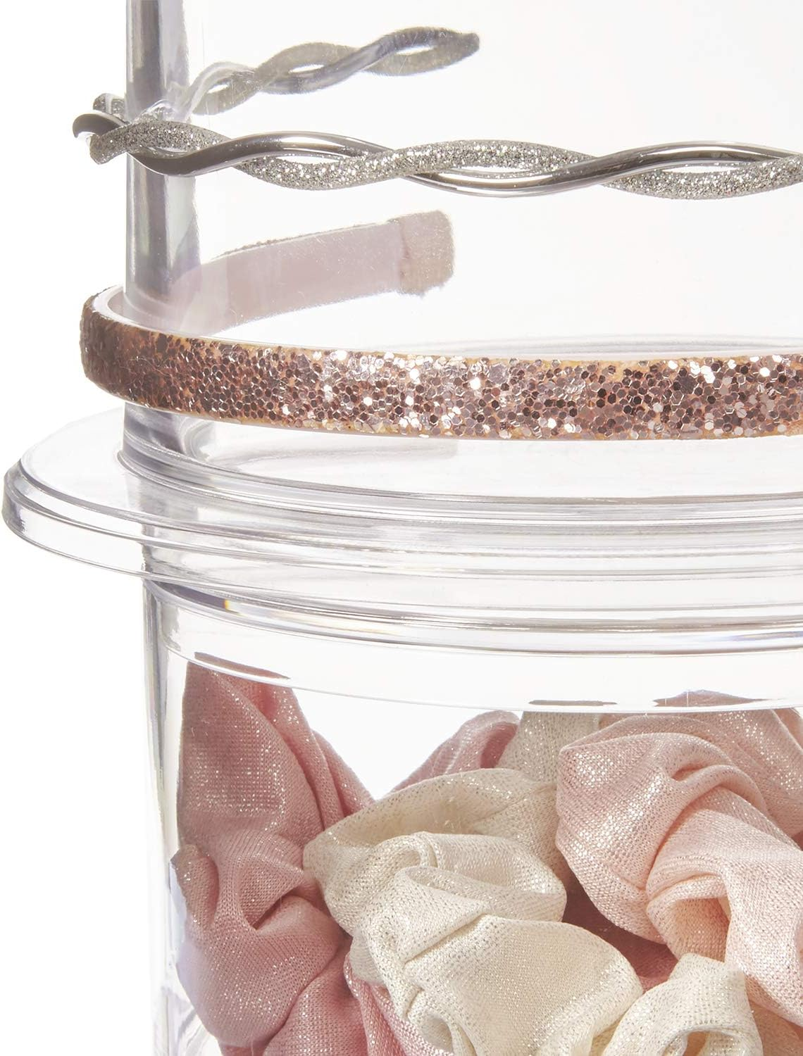 (Holder with Compartment and Lid) - US Acrylic Stackable Acrylic Headband and Hair Accessory Holder with Compartment and Lid image number 4