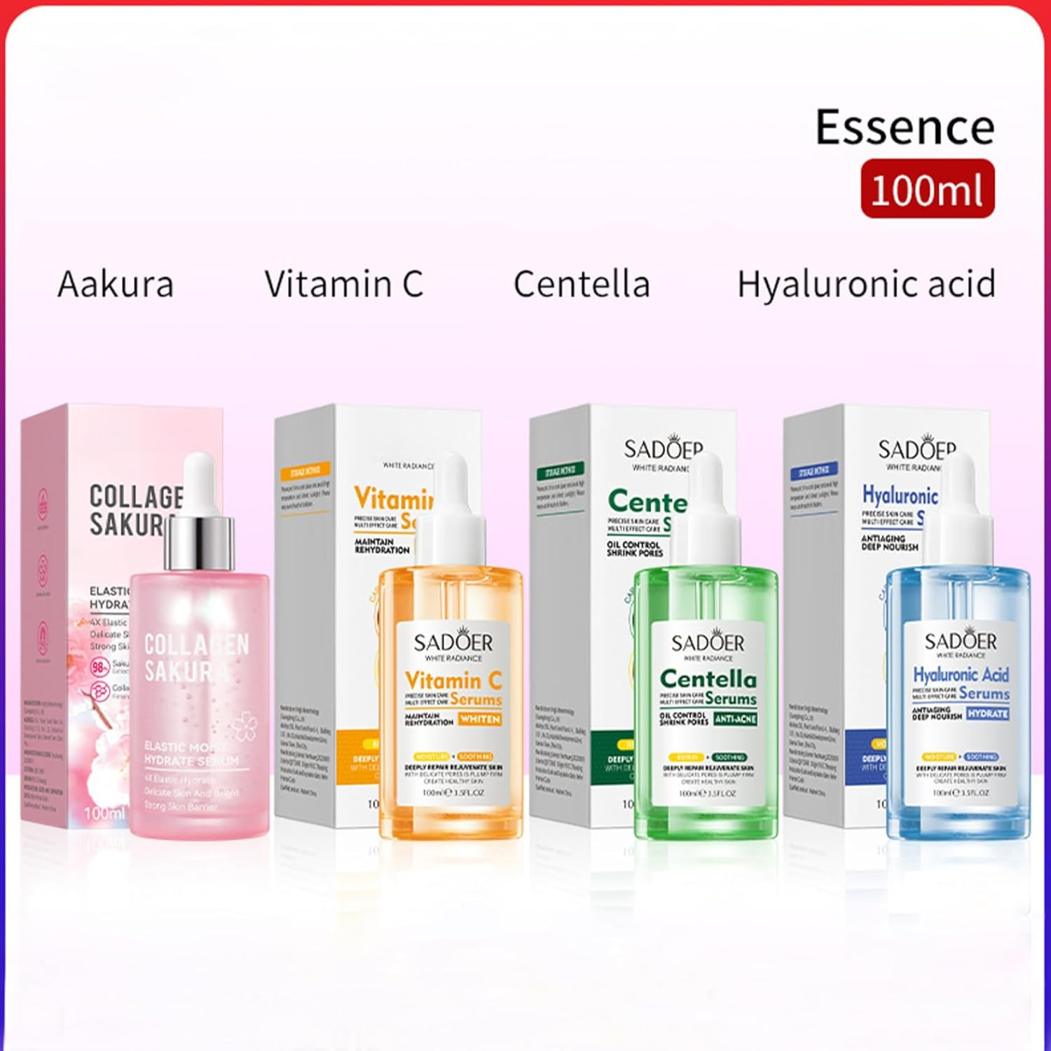 Manyakai 100Ml Face Essence Serum for Women Lightweight Non Greasy Feel Natural Ingredients for Dry and Dehydrated Skin Sakura Essence One Size image number 2