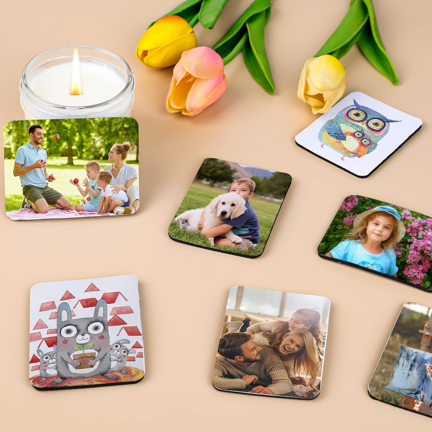 FPVLR 80Pcs Sublimation Magnet Blanks Set, Personalized Refrigerator for Home Kitchen Microwave Oven Decor or Office Calendar with 40PCS Blank Rubber Pad(6X8Cm), DIY Soft Magnetic image number 5
