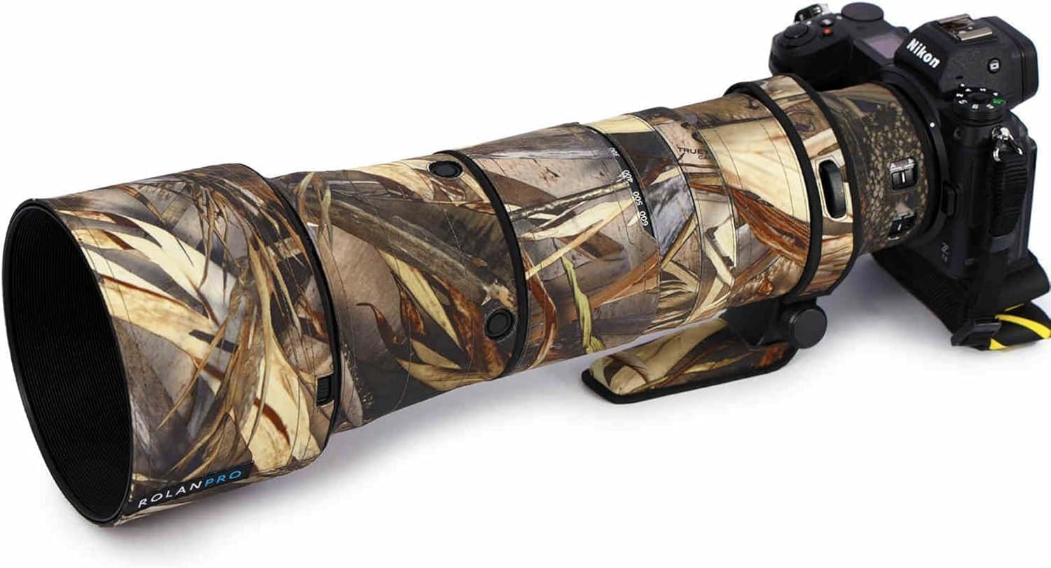 Rolanpro Lens Camouflage Coat for Nikon Z 180-600Mm F/5.6-6.3 VR Cover Lens Protective Sleeve Case-#39 Grass - 18 Black Camo image number 2