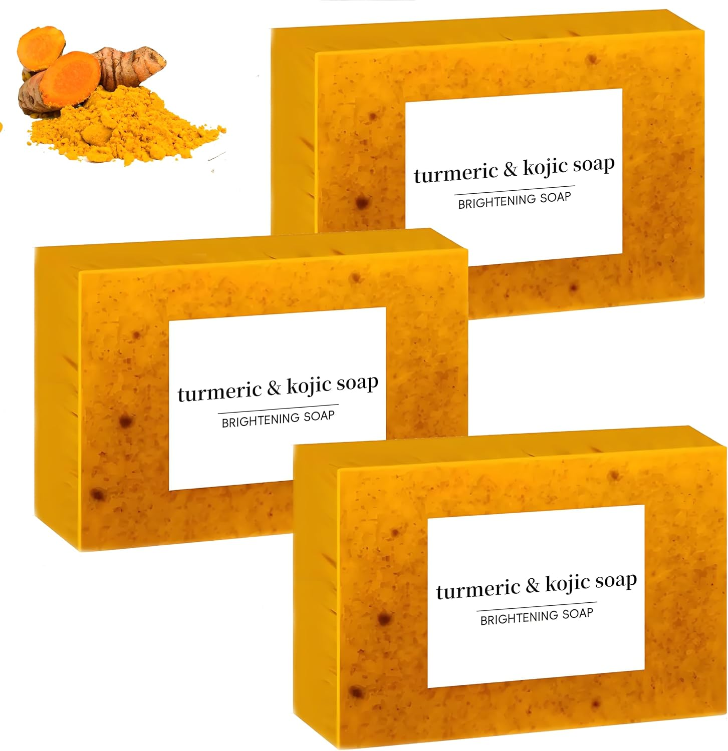 Lemon Turmeric and Kojic Acid Soap Bar -100G, Skin Brightening, Natural Granular Formula image number 3