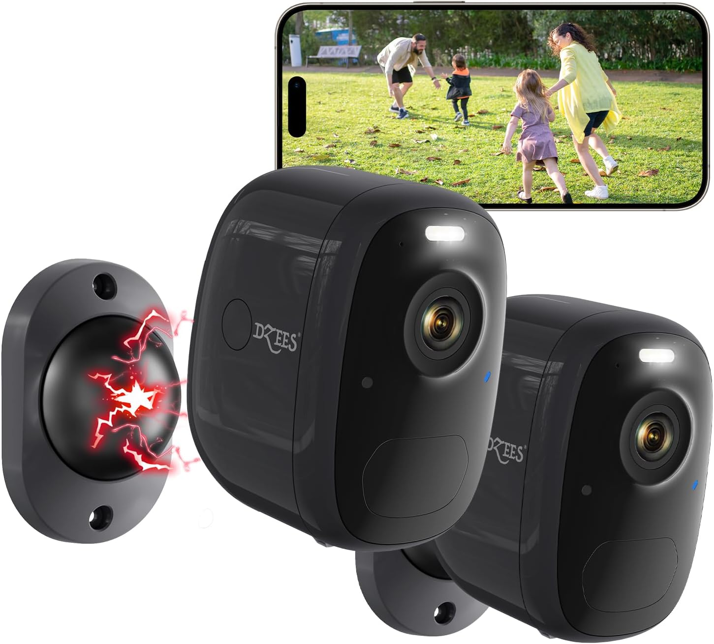 Dzees Wireless Security Camera Outdoor with Magnetic Mount, 4MP Battery Powered Security Cameras Wireless Outdoor for Home Security, AI Motion Detection/2-Way Talk/Color Night Vision/Ip66/Cloud/Sd