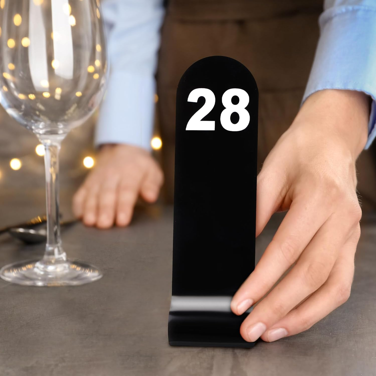 1-30 Table Numbers Restaurant Order Numbers Double Sided Acrylic Reception Number Stands Signs for Wedding Restaurant Seating Cafes Party Banquet (Black) - White image number 3