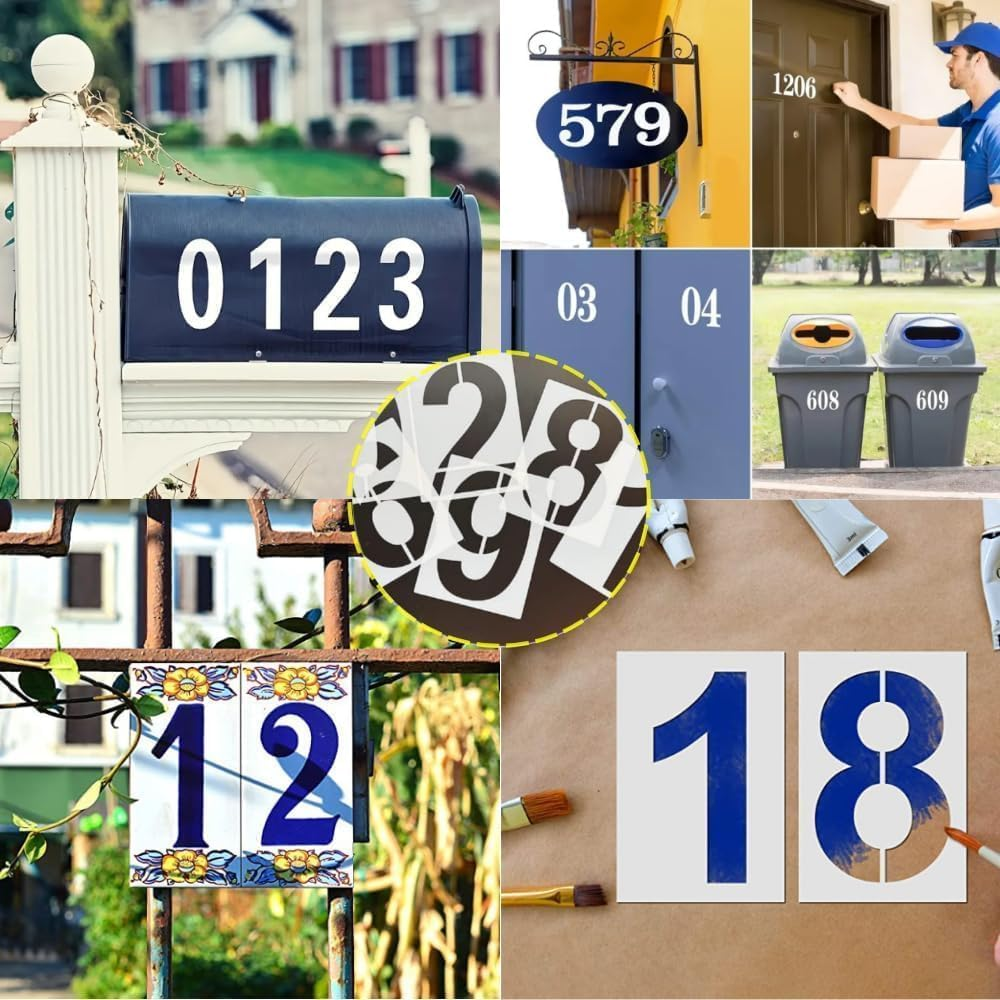 8Inch 0-9 Large Number Stencils Set,10Pcs Reusable Painting Number Templates, Curb Address Number Templates,For Mailbox Signs,Road Sign,Door,Cars,Trucks,Home, Window,Game,Etc.(8" Tall) image number 5
