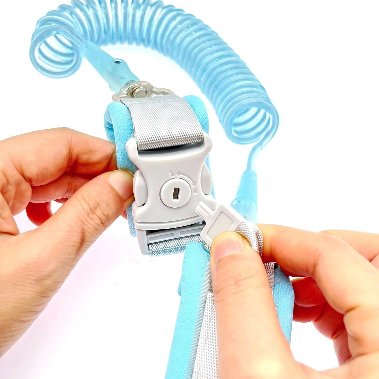 JZK Blue Anti-Lost Wrist Link for Toddler, Adult and Child Wrist Rein for Toddlers with Lock, Autism Child Safety Wrist Strap for Autistic Child, Walking Safety Harness Belt for Kids image number 5