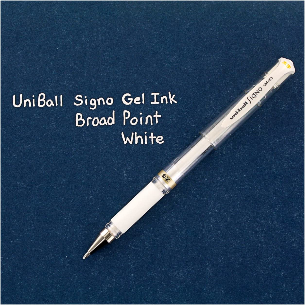 Uni-Ball Signo UM-153 Gel Ink Rollerball Pen, 1.0Mm, Broad Point, White Ink, Pack of 6