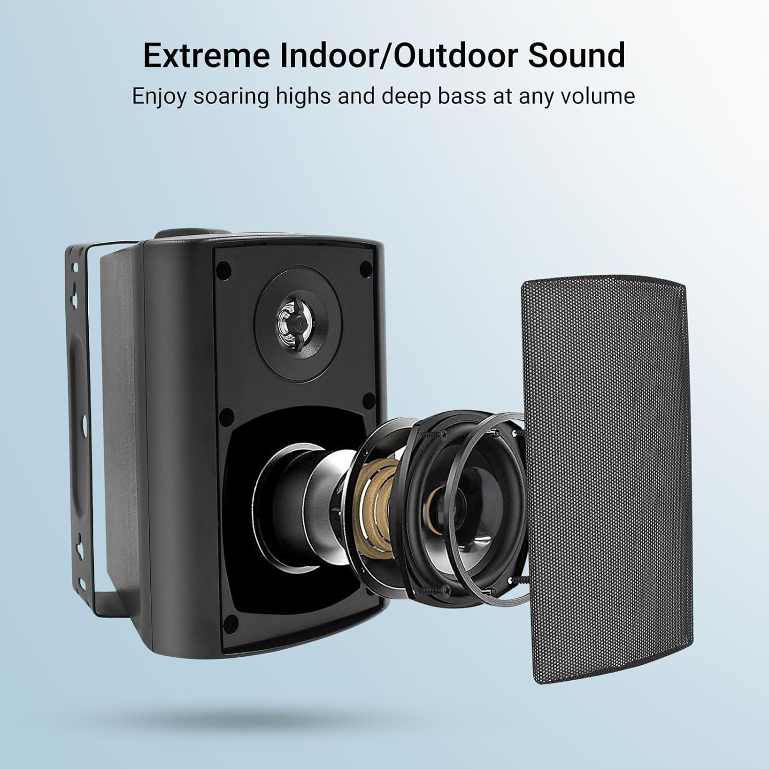 Herdio 4 Inch Outdoor Speakers Indoor Wall Mount Speakers Waterproof Compatible with Bluetooth (Black) image number 3