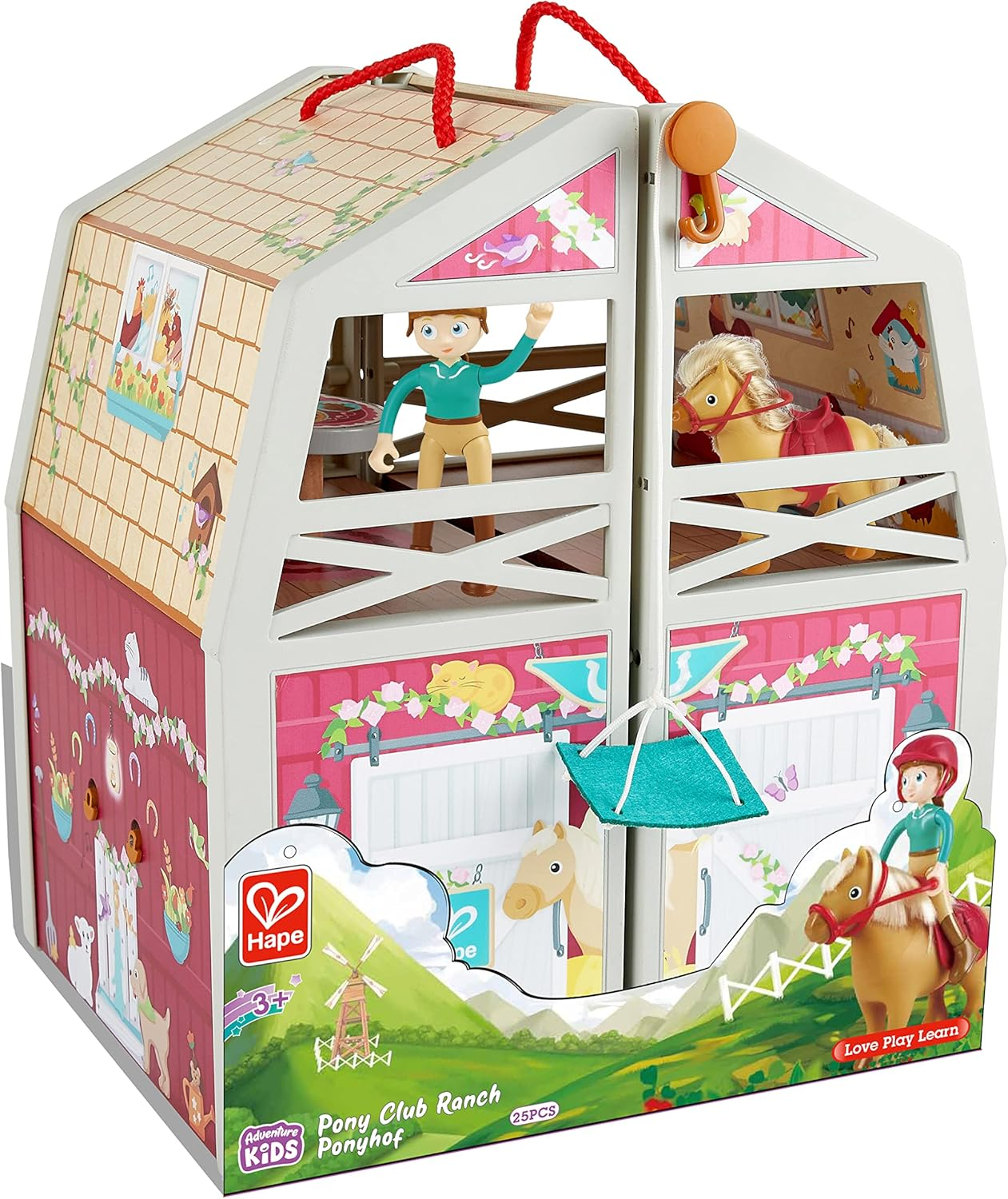 25Pc Hape Pony Ranch Barn Stable Club Doll House Kids/Childrens Playset Toy 3Y+ image number 2