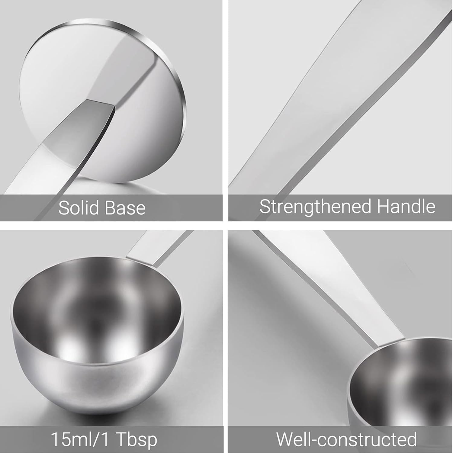 Dual-Purpose Stainless Steel Coffee Scoop and Tamper, 15Ml Measuring Spoon for Ground Coffee, Protein Powder, and Spices, Double-End Design - Ermaoo image number 5