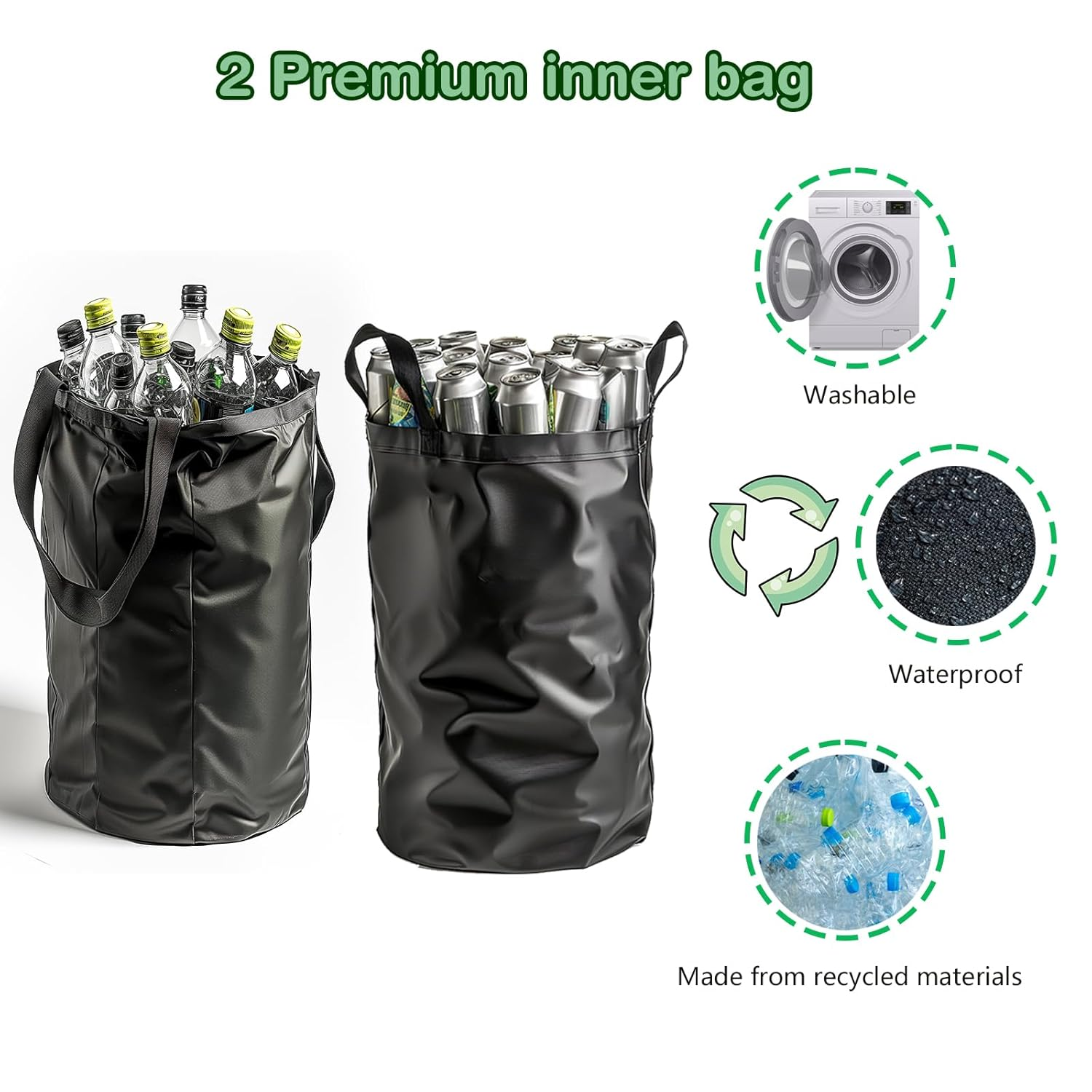 Pakusane Indoor Recycle Bin,Large 26 Gallon 100L Recycling Bin with Reusable Inner Bag Bottle Can Glass Waste Plastice Kitchen Home image number 6