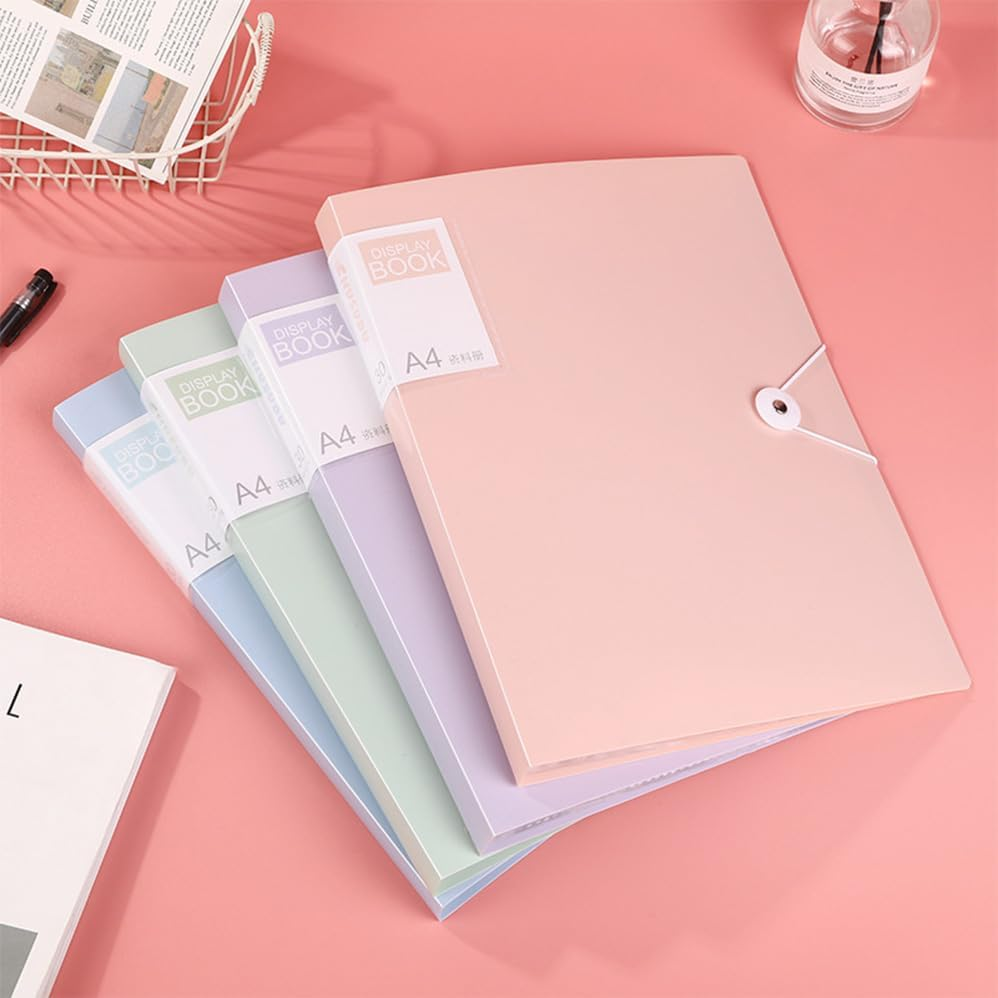 Betterlifewj 5Pcs File Folder, 60 Pages File Bag A4 Transparent Binder File Folder Beige Document Folder for Office and School Supplies(Large) image number 1