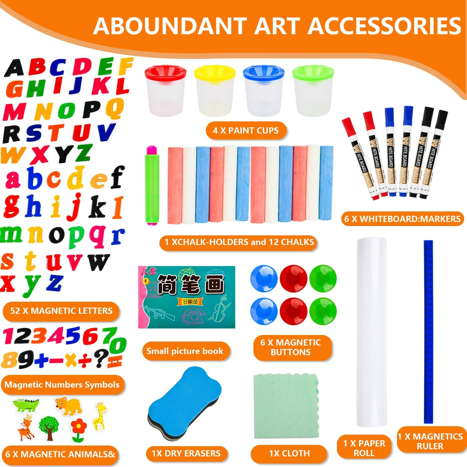 Double Sided Art Easel for Kids Easel with Magnetic Whiteboard & Chalkboard, Adjustable （80Cm-146Cm ,55*55Cm）Standing Wooden Children'S Painting Easel with Paper Roll for Toddlers 2-8 Years Art Easel