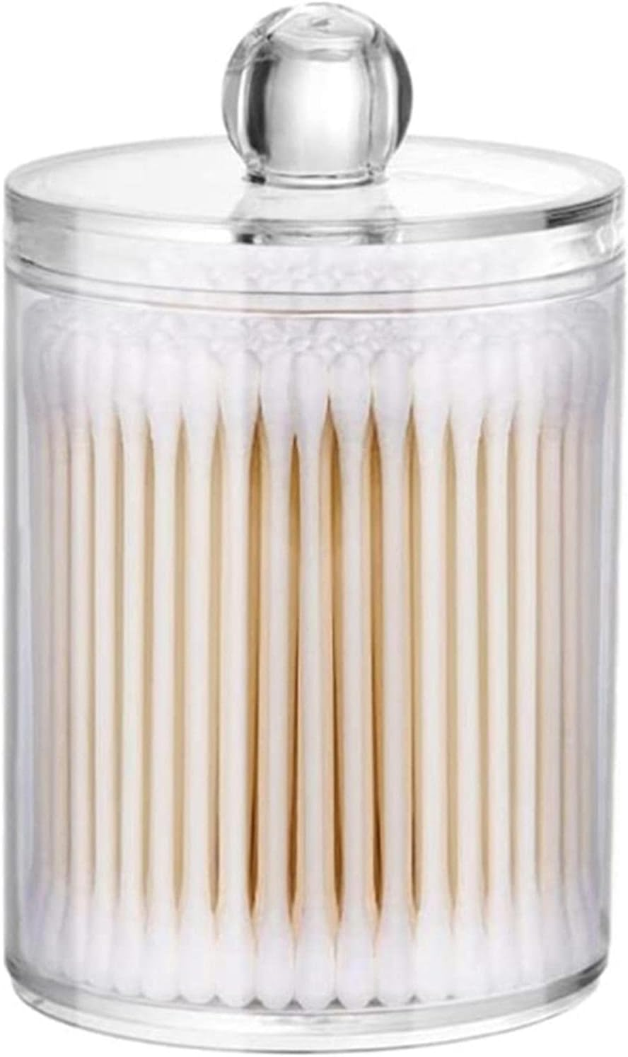 Clear Acrylic Cotton Organizer Jar - Bathroom Storage Canister for Cotton round Pads Swabs