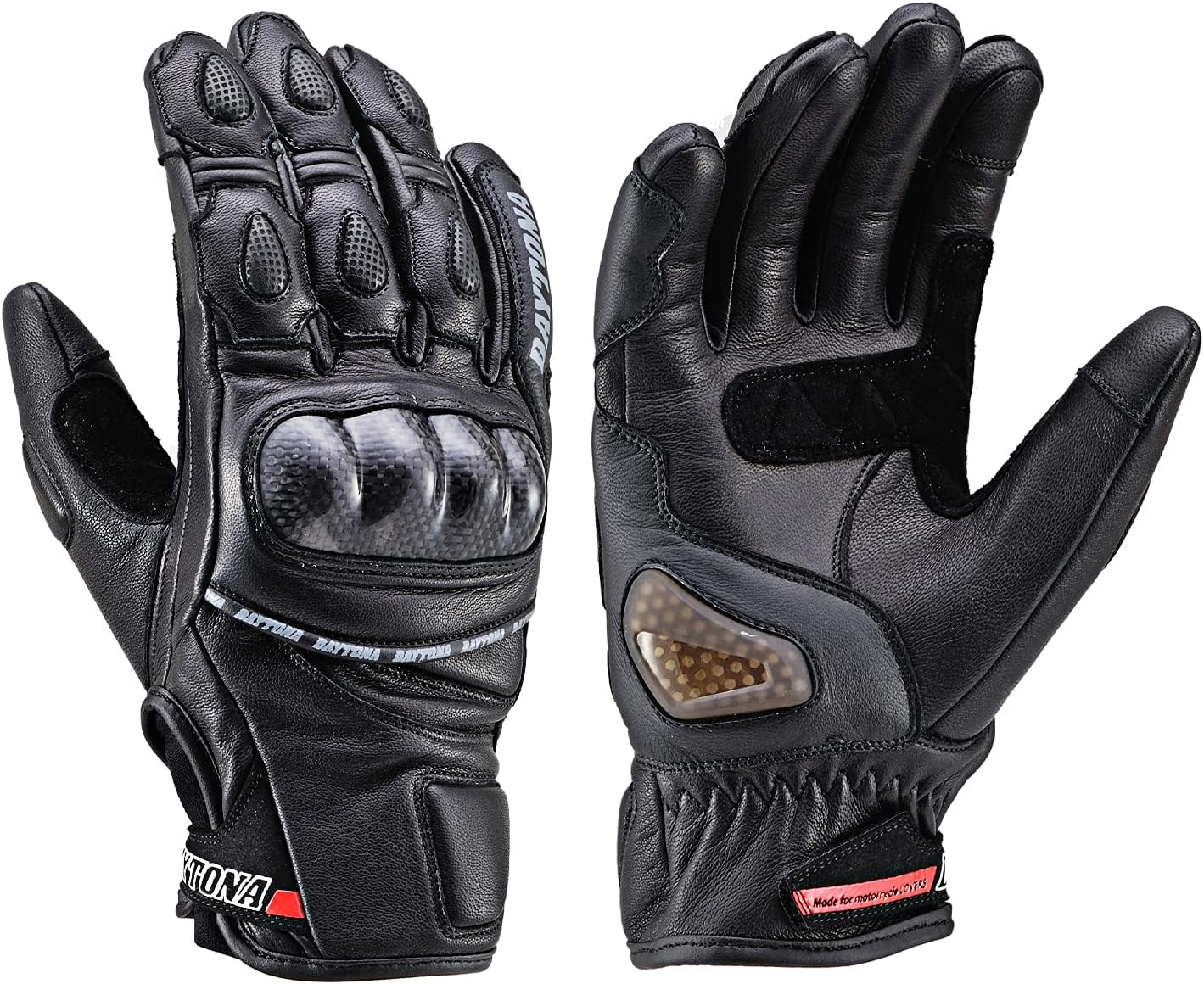 Daytona HBG-036 Motorcycle Gloves, Genuine Leather, Goat Leather, Spring, Summer, Autumn, Winter, Carbon Protector, Touch Panel Compatible, Sports Short Gloves