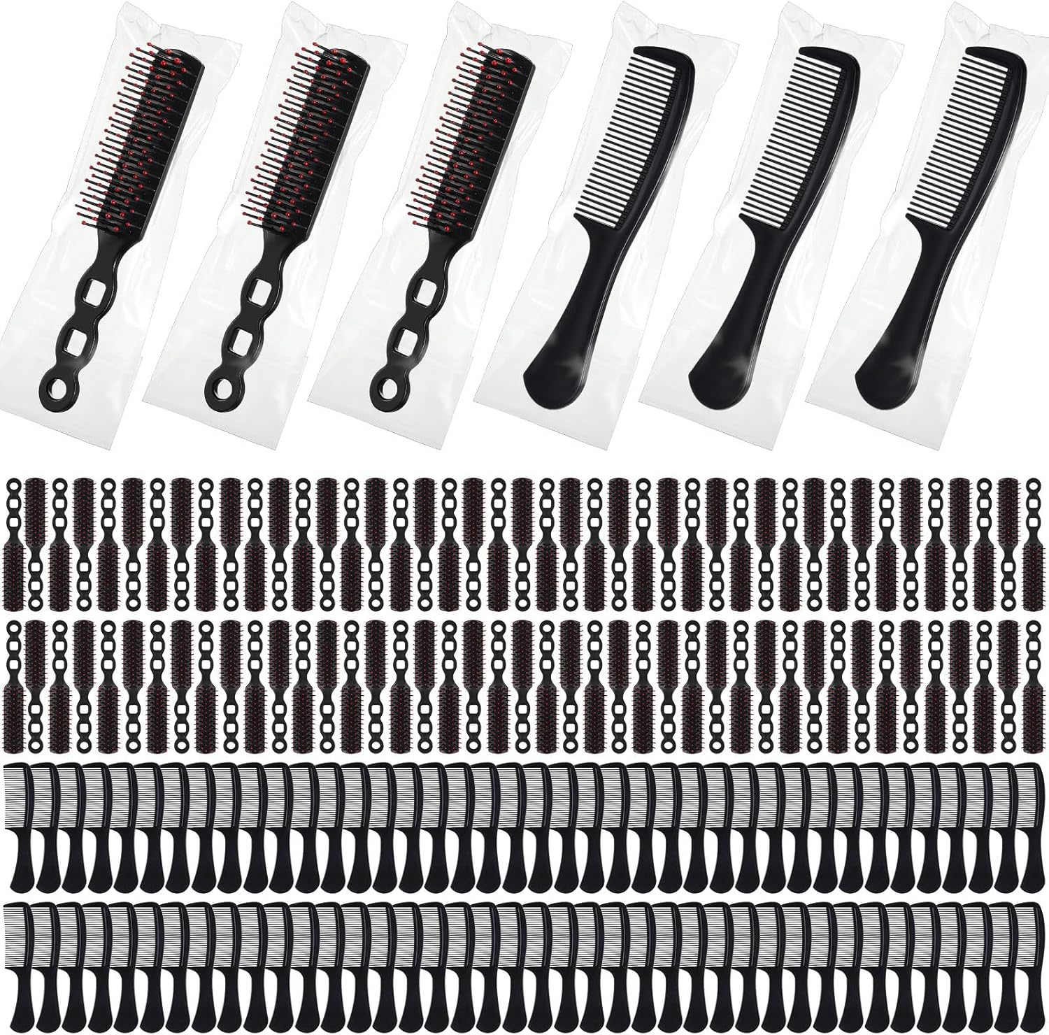 Baderke 200 Pcs Hair Brushes & Combs Set - Nylon Bristles & Plastic Handles - Suitable for Curly Hair - Women, Men & Shelter Use - Multicolor