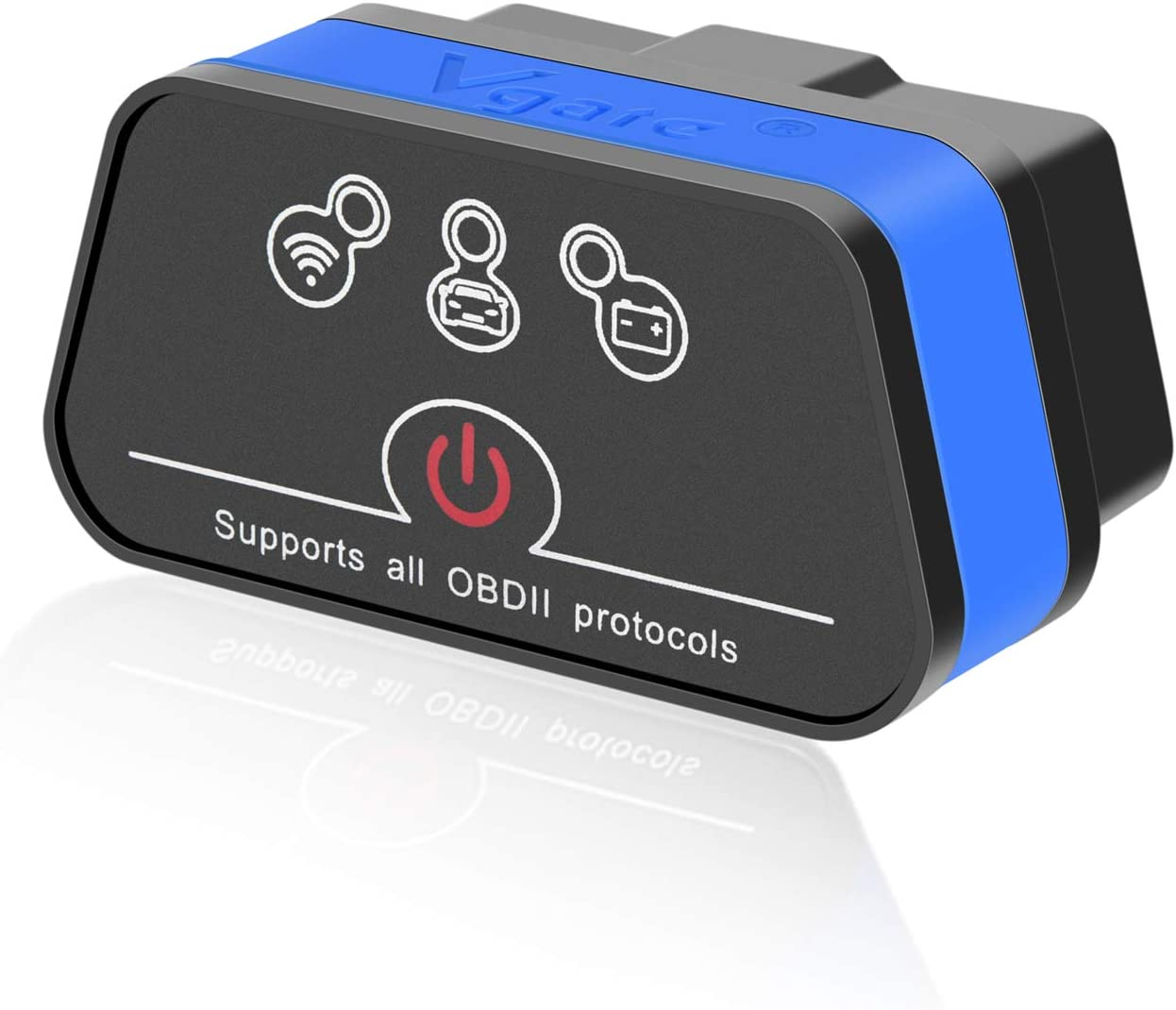 Vgate Icar2 Wi-Fi Adapter OBD2 Scanner Scan Tools Check MIL Light Car Diagnostic Tool for Ios & Android, Auto Sleep (Blue)