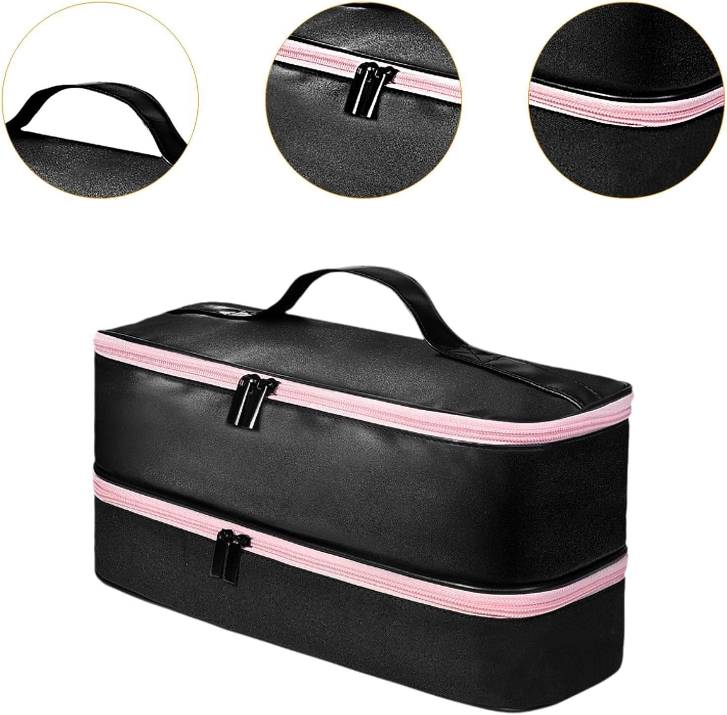 Eigell Portable Hair Tool Bag Hair Dryers Storage Organizer Bag Large Capacity Handheld Double Layer Hair Dryers Bag for Curling Iron image number 3