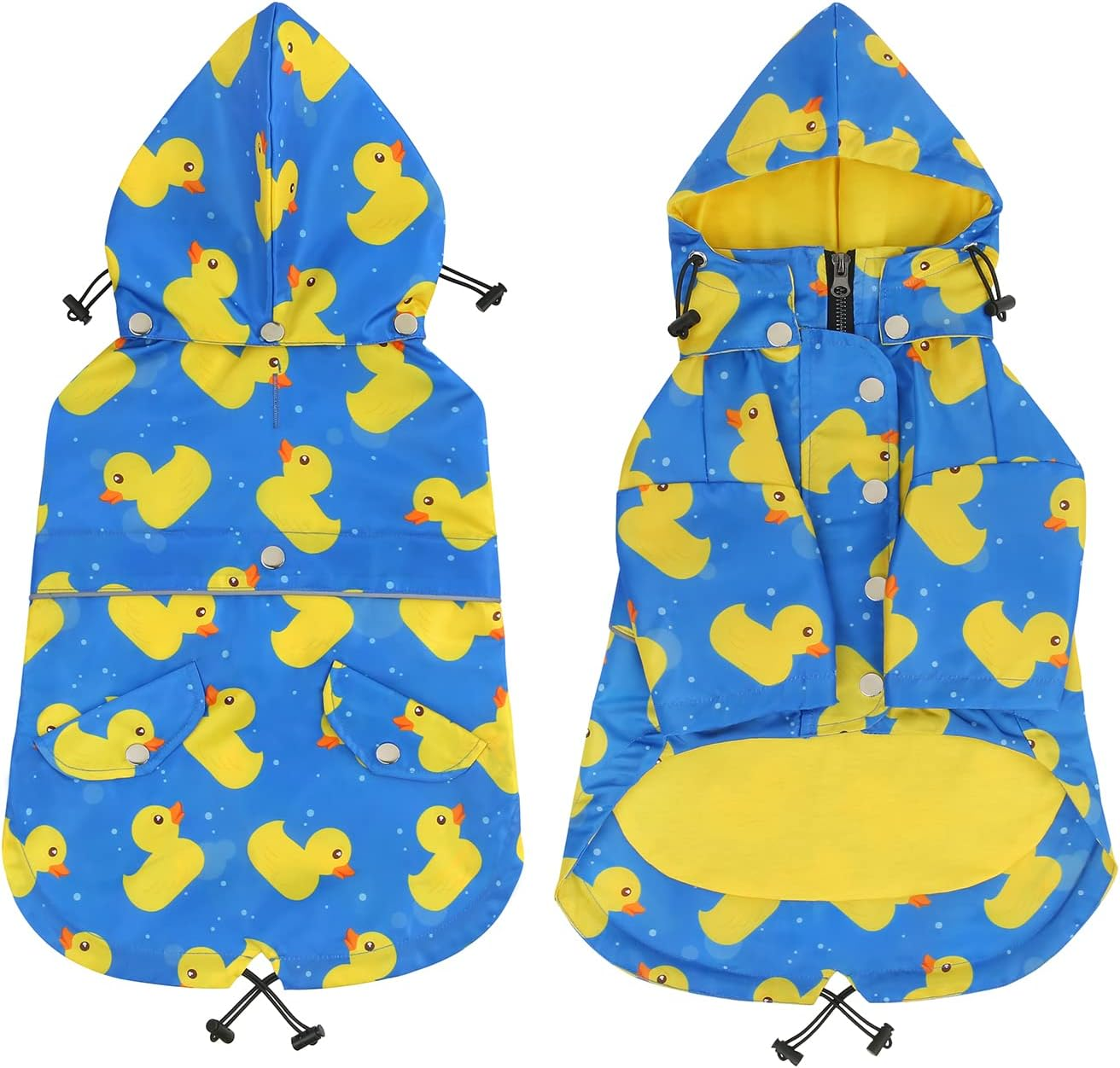 HDE Dog Raincoat Double Layer Zip Rain Jacket with Hood for Small to Large Dogs Ducks Blue - 2XL image number 4
