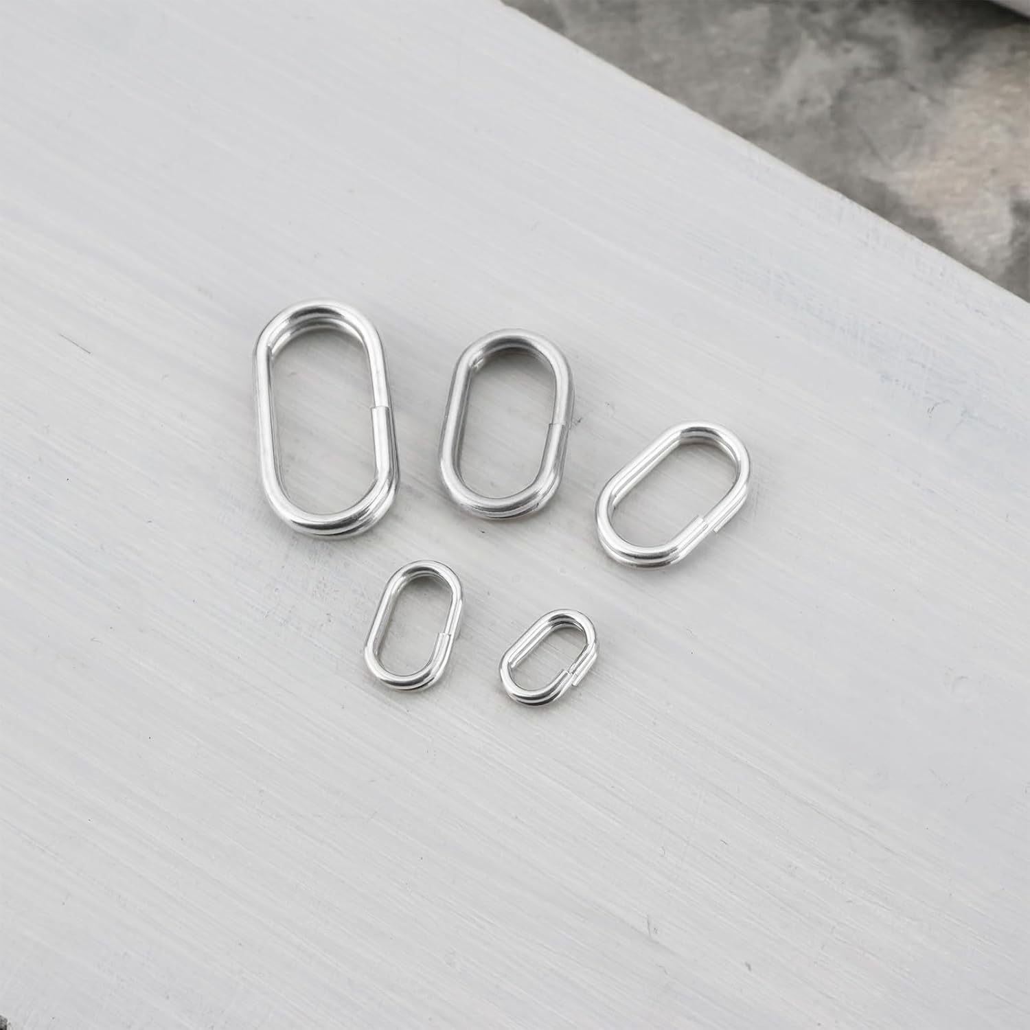Create Idea 150PCS Oval Stainless Steel Split Rings Fishing Tackle Connection Ring 5 Sizes for Sea or Coarse Fishing Surfcasting Rigs Connector