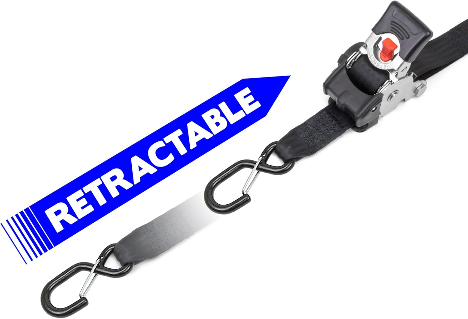 Powertye 2In X 10Ft Retractable Heavy-Duty Ratchet Tie-Downs W/Latch Hooks - Includes Soft-Tyes and Storage Bag - 800 Lb Working Load Limit / 2,400 Lb Breaking Strength - Black (Pair) image number 7