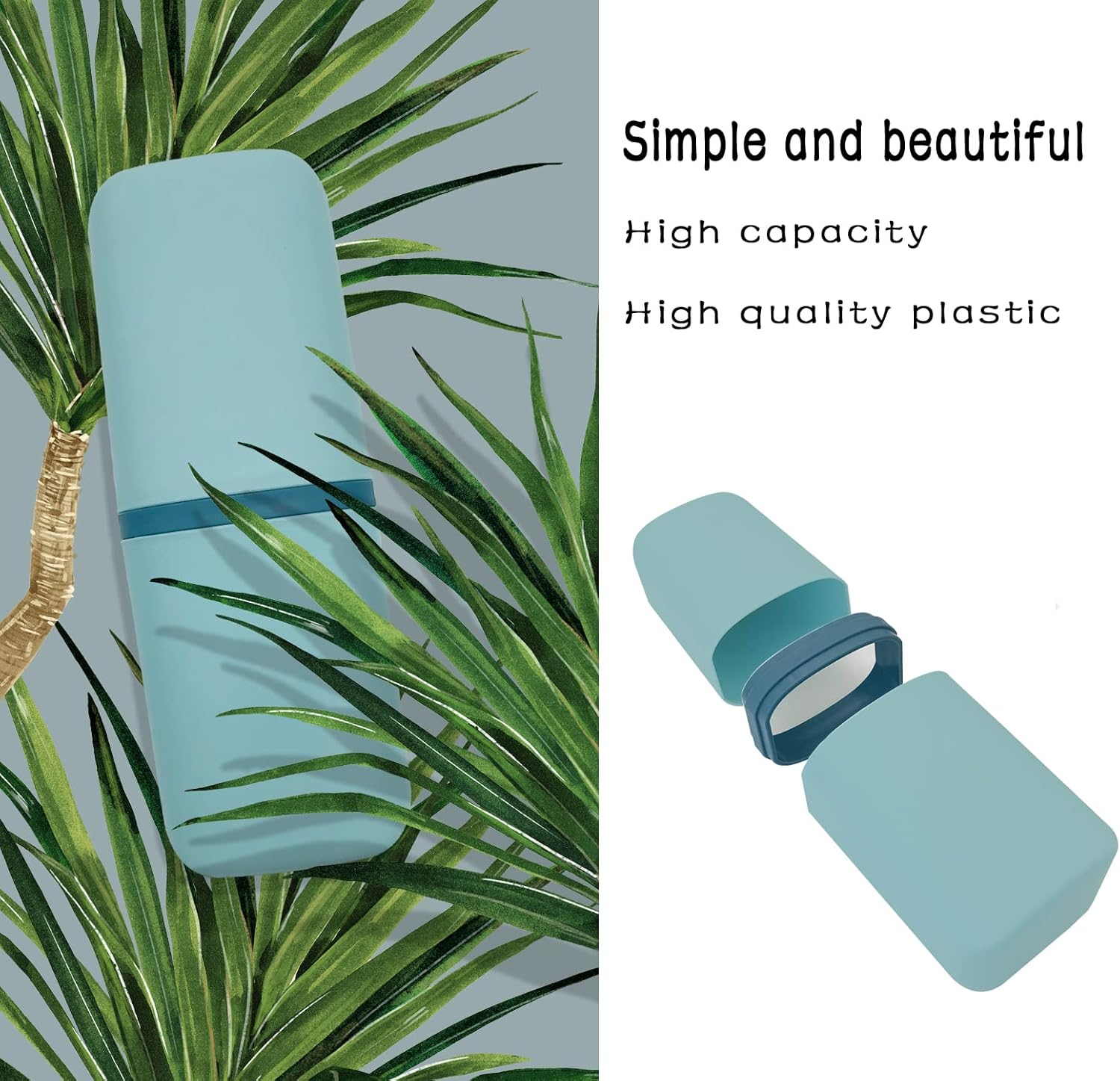 Sietdeseo Travel Toothbrush & Toothpaste Case, Portable Toothbrush Holder with Cup, Light Blue image number 3