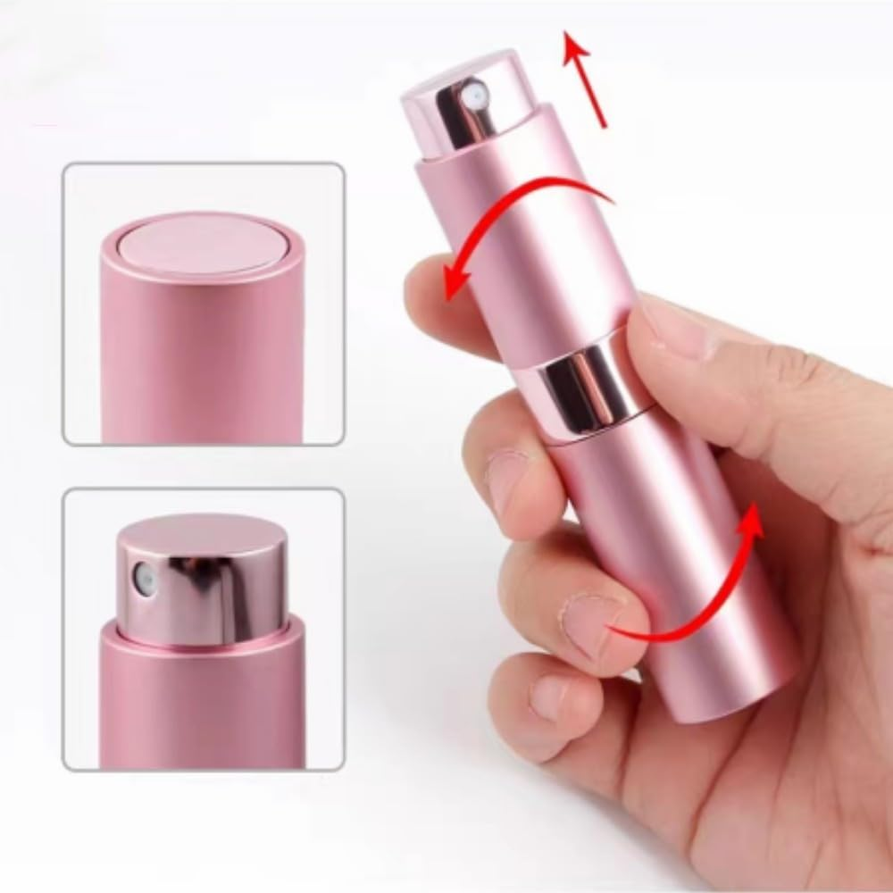 Mini Perfume Atomizer, 2Pcs Perfume Empty Bottles, Perfume Containers for Party and Date, Travel Perfume Refillable Small Bottle for Men and Women 8 ML (Pink and Black) image number 2